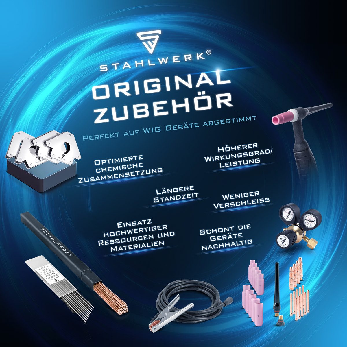 STAHLWERK Stabelektroden 2,4 mm WIG Schweißstäbe ER4043 Si5 Aluminium 2 kg, (Packung), Länge von 500 mm und einen Durchmesser von 2,4 mm