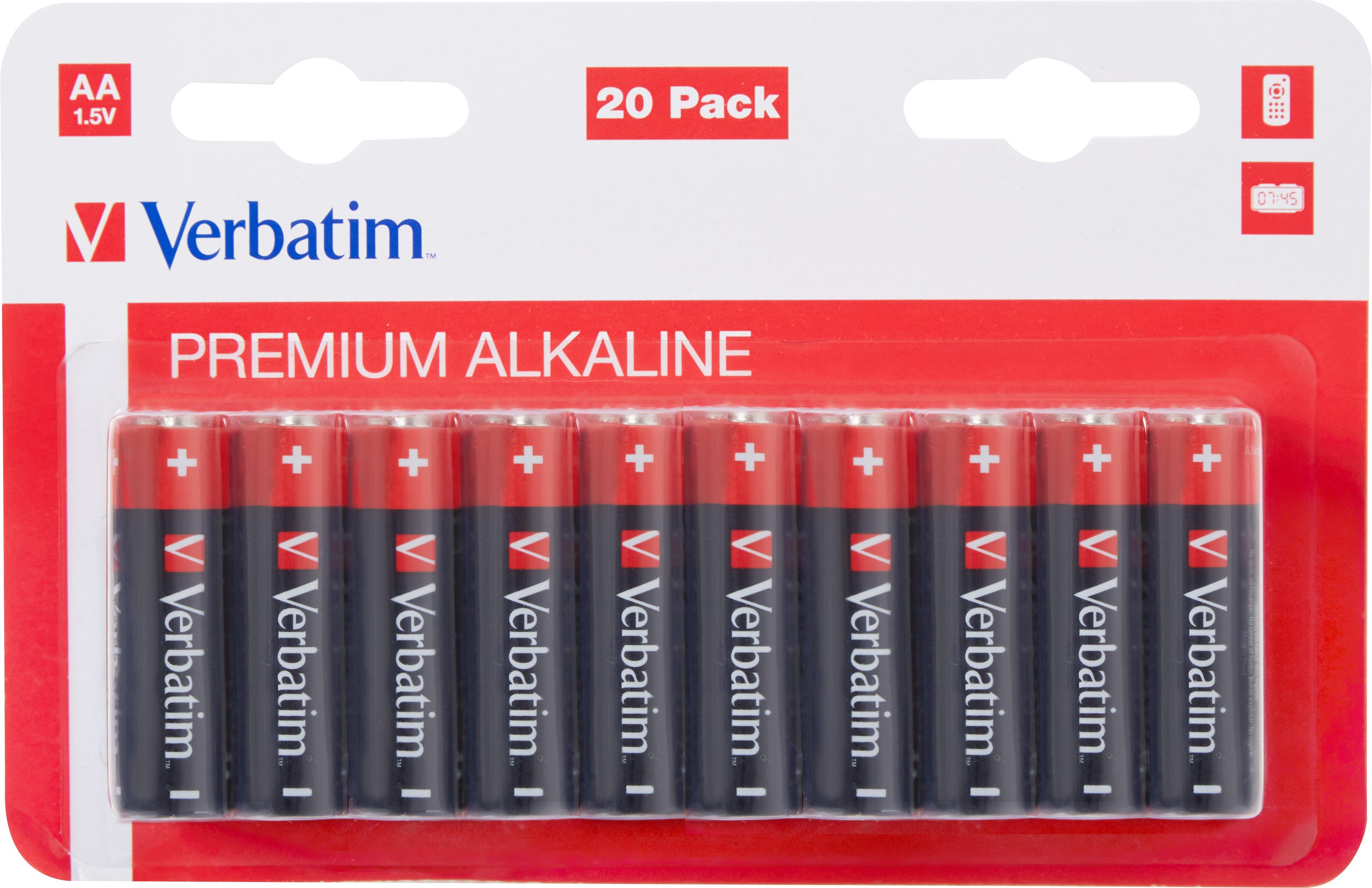 Verbatim Verbatim Batterie Alkaline, Mignon, AA, LR06, 1.5V Premium, Retail Bl Batterie