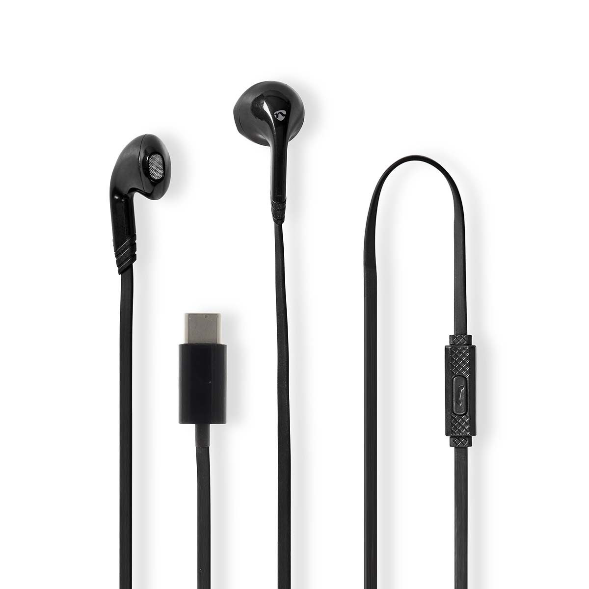 Nedis HPWD4024BK In-Ear-Kopfhörer (In-Ears mit USB-C, 13,5mm Treiber, Mikrofon, Lautstärkeregler, In-Ears mit USB-C, 13,5mm Treiber, Mikrofon, Lautstärkeregler)