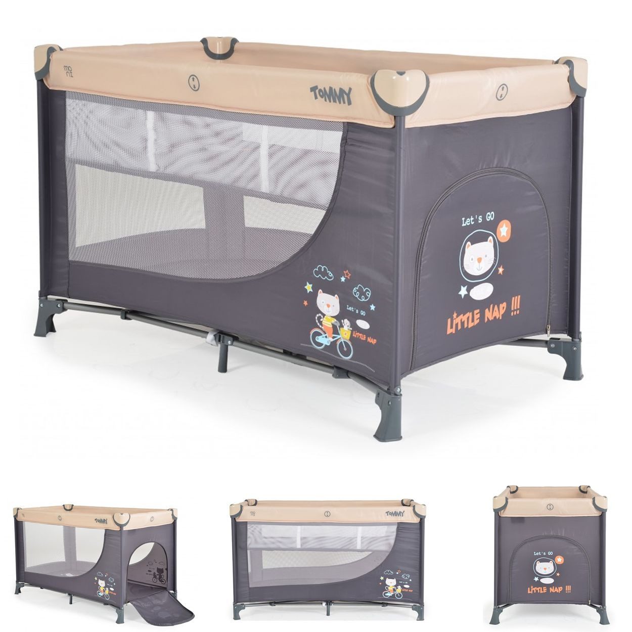 Moni Baby-Reisebett Reisebett Tommy, 2 Ebenen, Faltmatratze Seiteneingang Tragetasche Laufstall