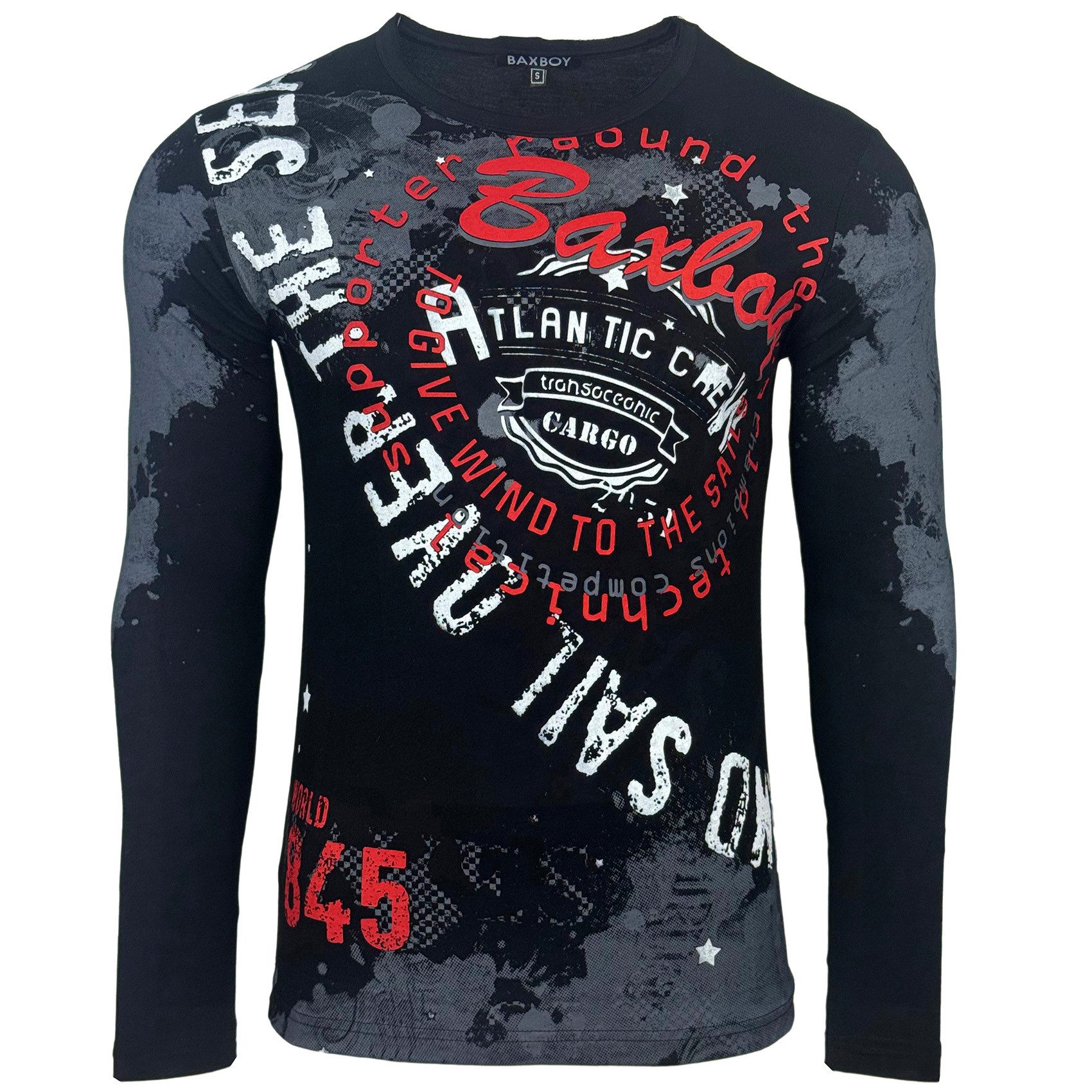 Baxboy Longshirt Baxboy Herren Longsleeve T-Shirt Langarmshirt Aufdruck Obe günstig online kaufen