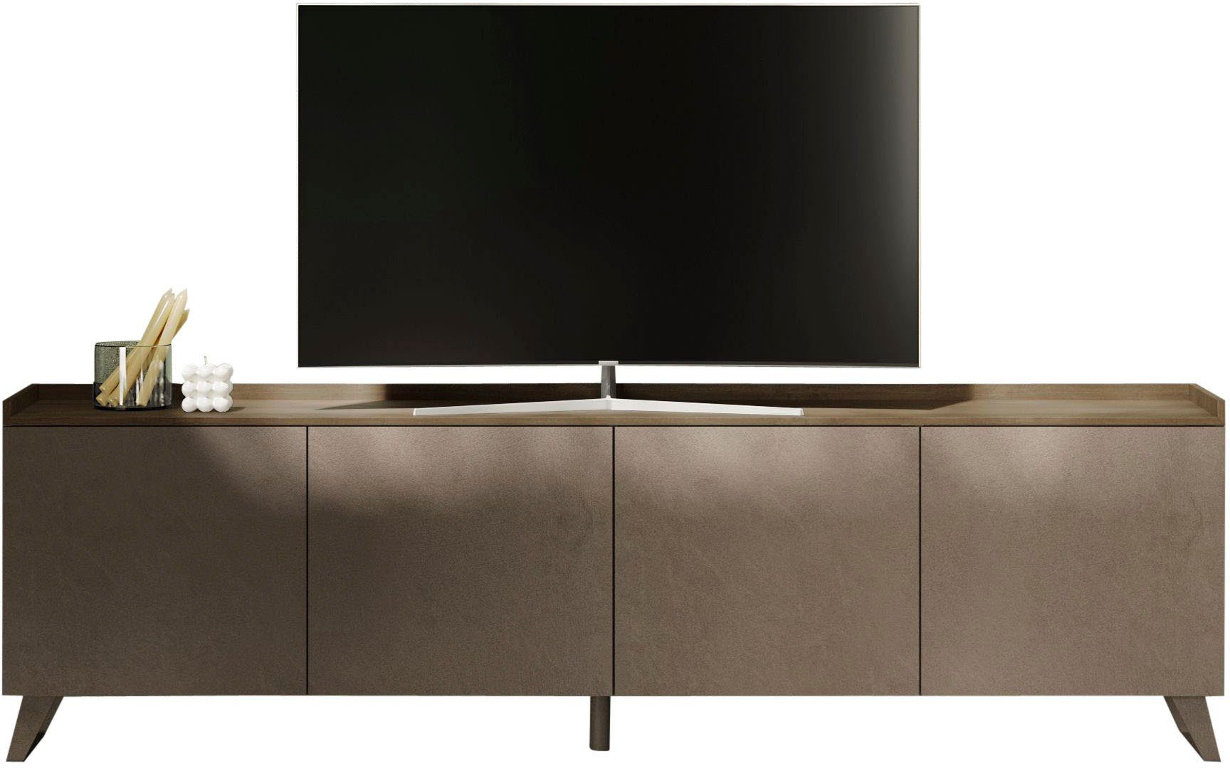 Lowboard Tray, Breite 241, TV-Bank mit 4 Türen