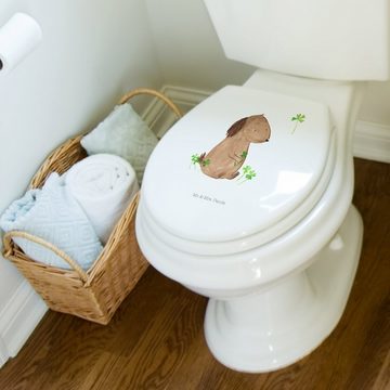 Mr. & Mrs. Panda WC-Sitz Hund Kleeblatt - Weiß - Geschenk, Selbstliebe, Neuanfang, flauschig, (1-St), UV-resistenter Druck