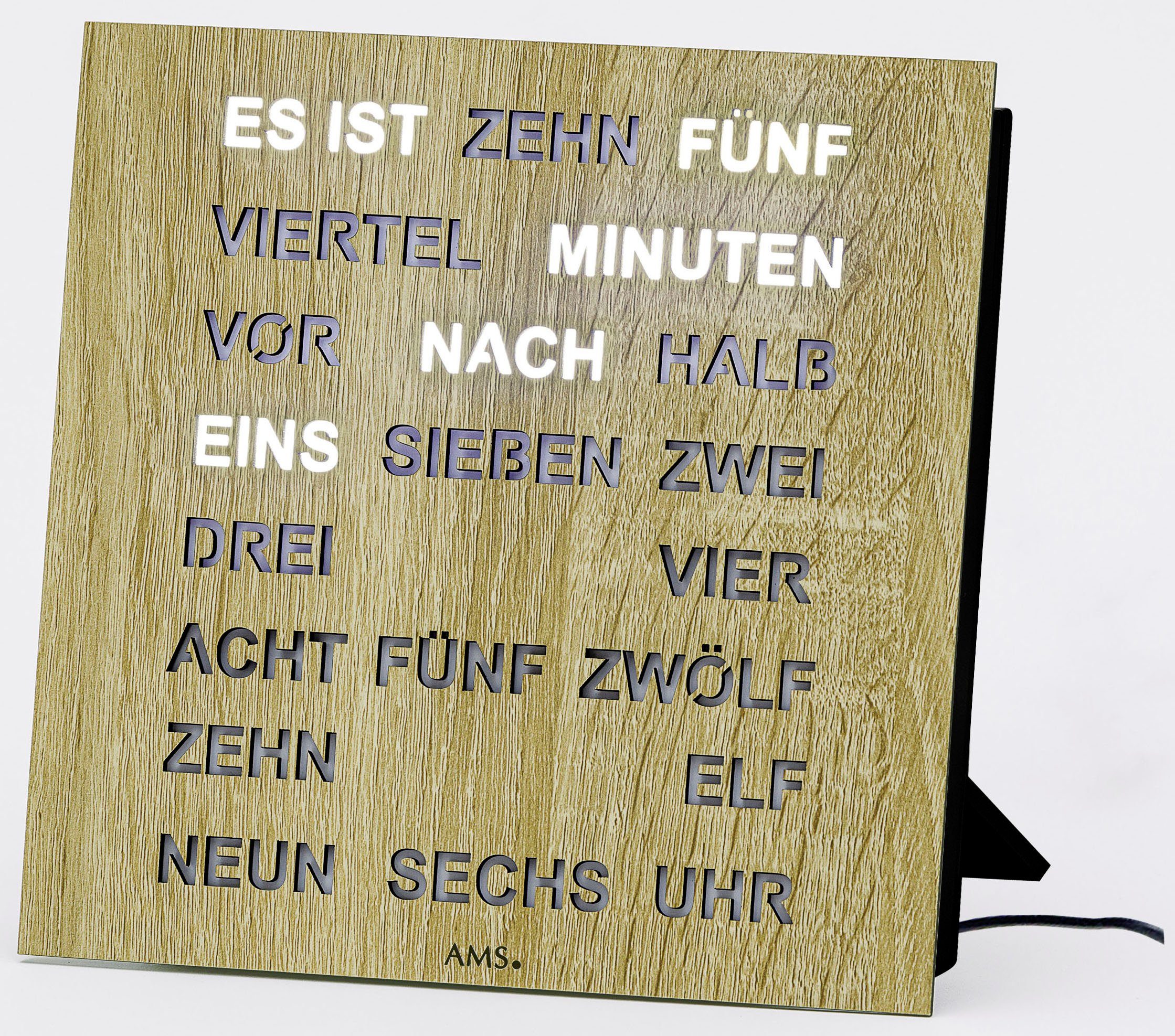 AMS Tischuhr T1234 Made in Germany,Büro,Wohnzimmer,Esszimmer, als Wanduhr nutzbar