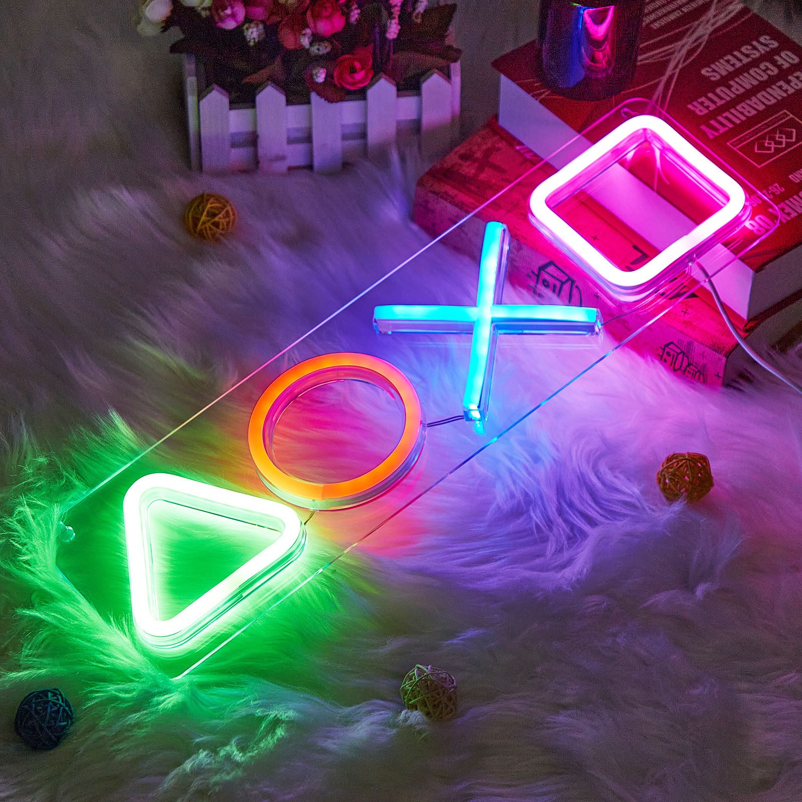 MUPOO LED-Streifen Neonlicht Gaming Lampe PS Playstation Symbol LED Stripe, günstig online kaufen