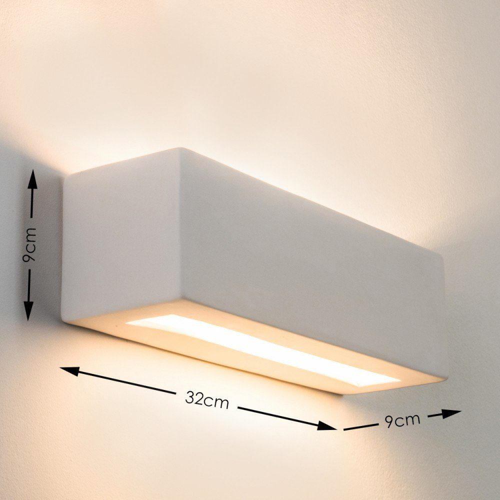 hofstein Wandleuchte »Carsoli« Wandlampe aus Keramik in Weiß, ohne Leuchtmittel, Up & Down-Effekt, 1xE27, Fassung,mit handelsüblichen Farben bemalbar