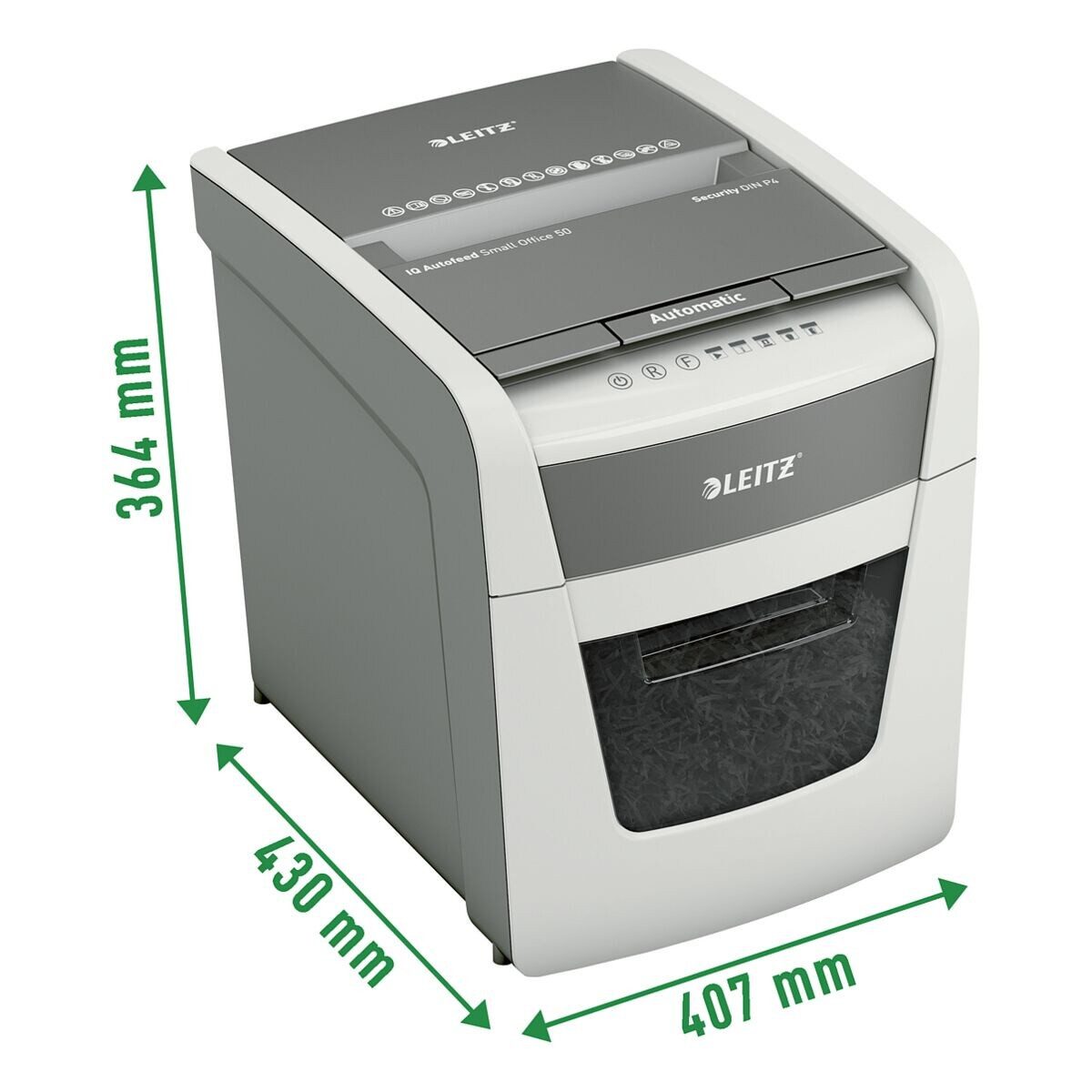 LEITZ Aktenvernichter Small Office 50, Partikelschnitt 4x28 mm, bis 50 Blatt, 20 Liter