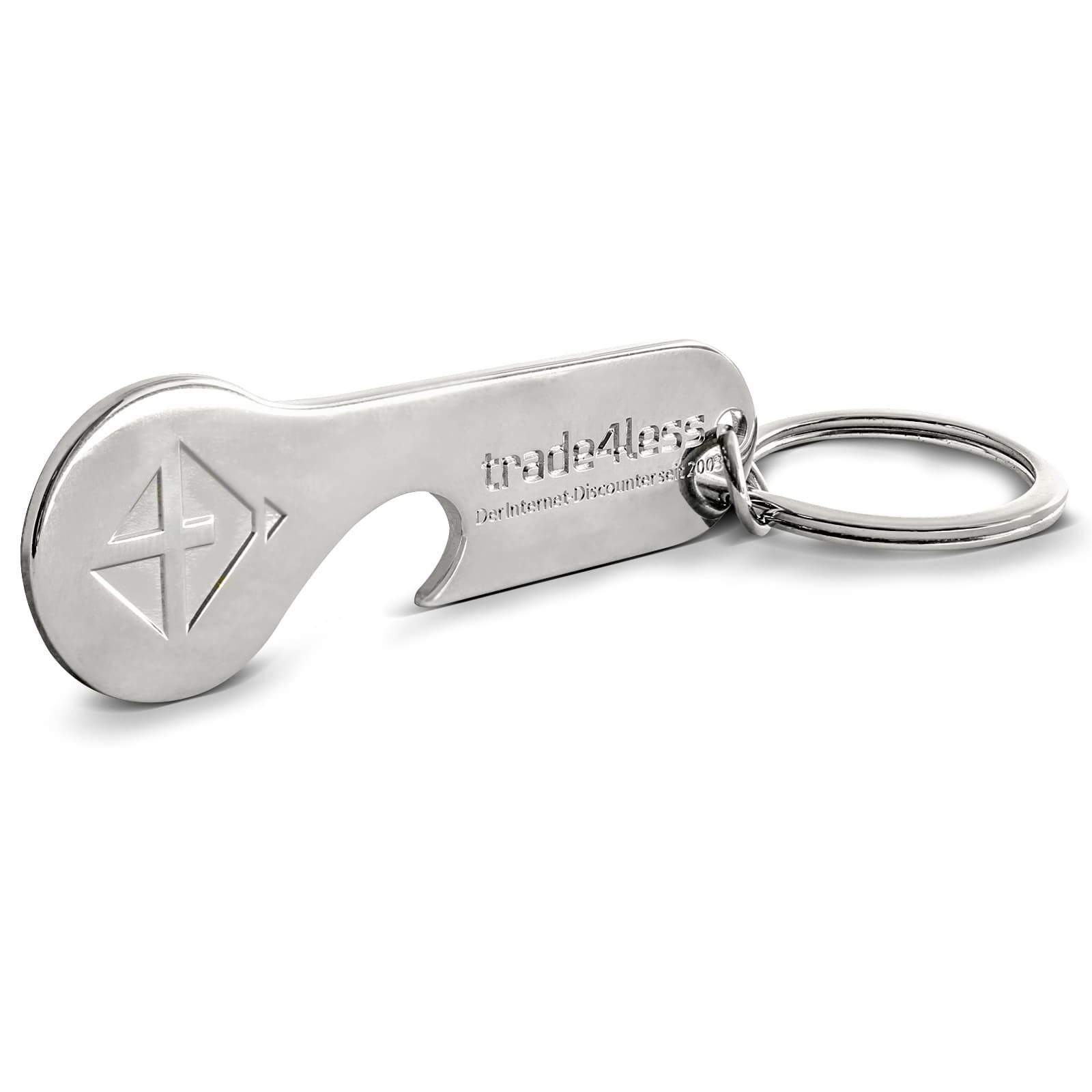 EAXUS Schlüsselanhänger 2in1 Einkaufswagenlöser (1-tlg), aus mit Einkaufschip Einkaufswagenchip Edelstahl Rostfreier - Flaschenöffner