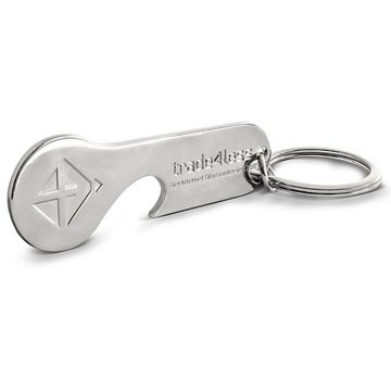 EAXUS Schlüsselanhänger 2in1 Einkaufswagenlöser mit Flaschenöffner aus Edelstahl (1-tlg), Rostfreier Einkaufswagenchip - Einkaufschip