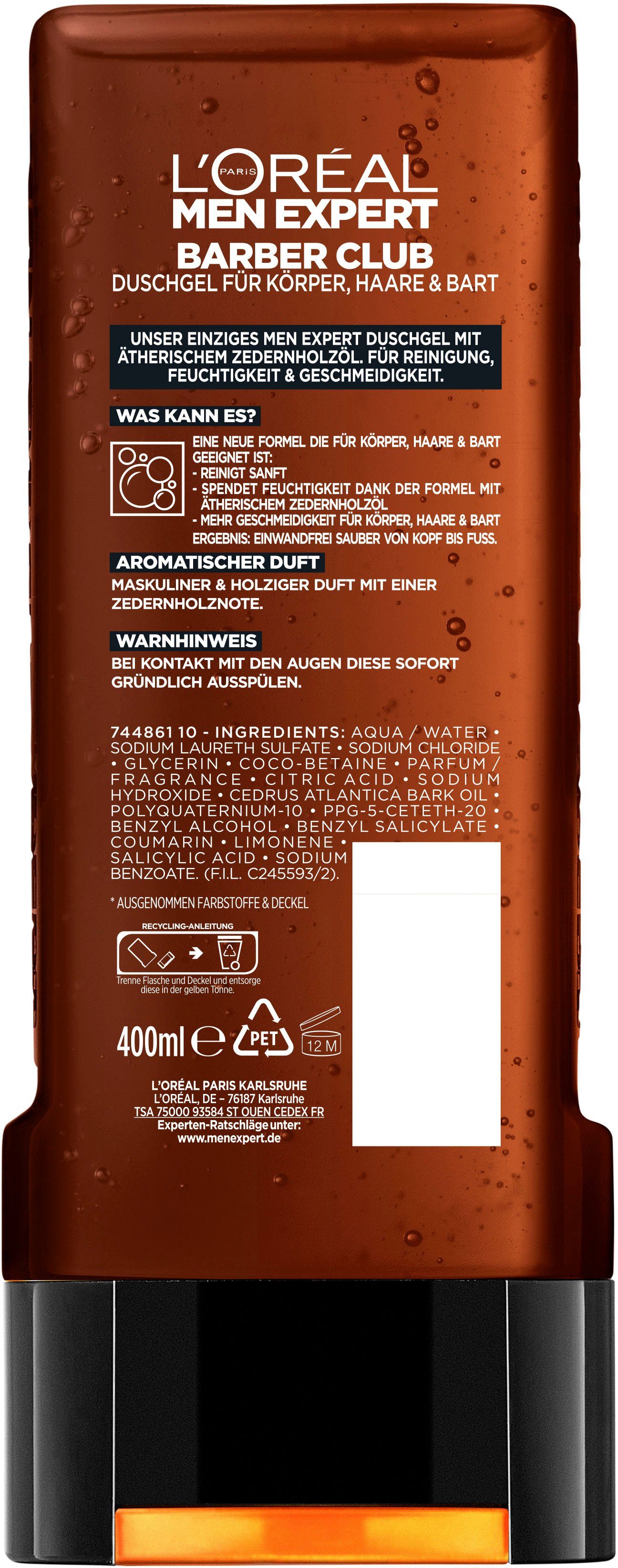 L'ORÉAL PARIS MEN EXPERT Duschgel Barber Club, 6-tlg., mit Zedernholzöl