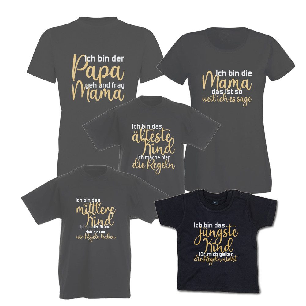 G-graphics T-Shirt Die Regeln der Familie (Familienset, Einzelteile zum selbst zusammenstellen) Kinder- & Erwachsenen-T-Shirt-Set mit Frontprint