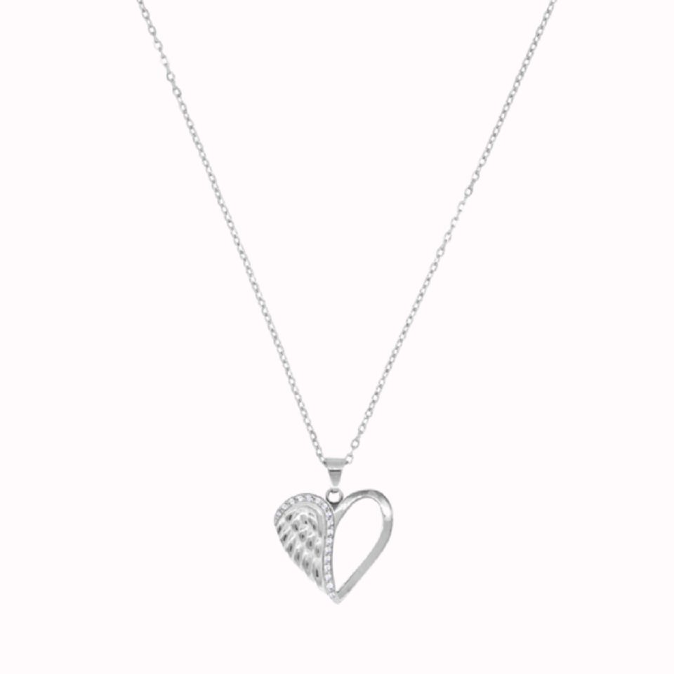 ENGELSINN Edelstahlkette Schmuck Edelstahl Silber Halskette Herz Engel inkl. Geschenkbox (1-tlg) | Ketten ohne Anhänger
