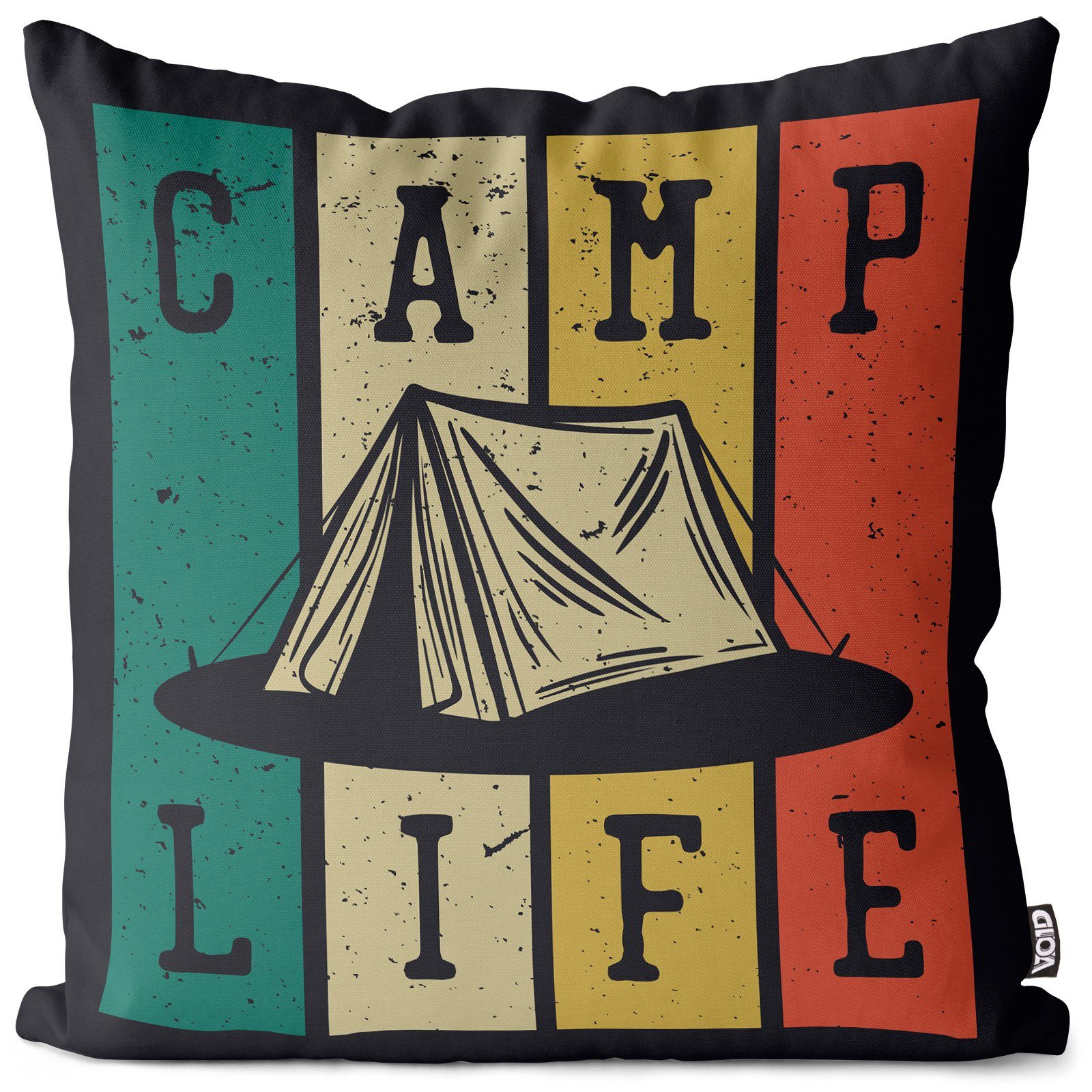 Kissenbezug, VOID (1 Stück), Camp Life Zelten Ausflug Camping urlaub weiss gelb Camper zelt van au