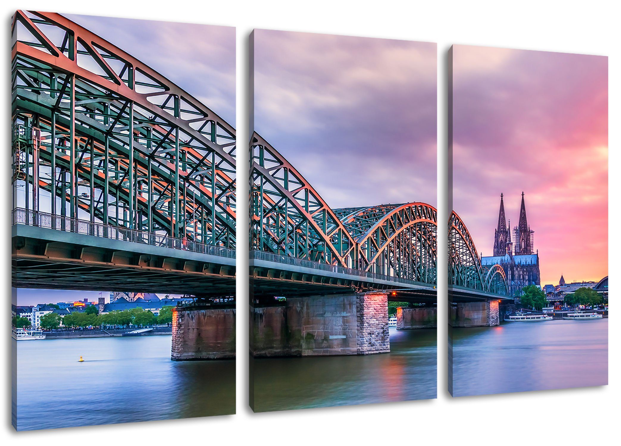 Pixxprint Leinwandbild Hohenzollernbrücke in Köln, Hohenzollernbrücke in Köln 3Teiler (120x80cm) (1 St), Leinwandbild fertig bespannt, inkl. Zackenaufhänger