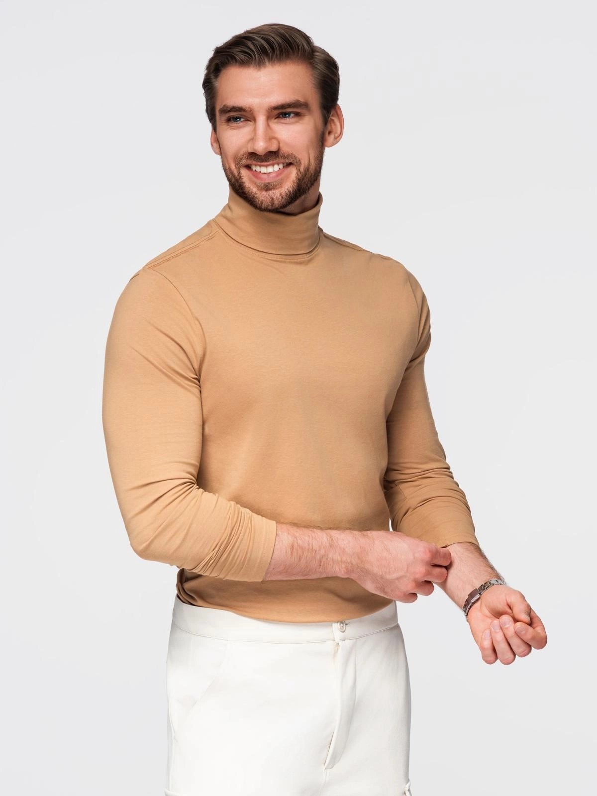 OMBRE Rollkragenpullover Unifarbenes Herren-Longsleeve mit Rollkragen