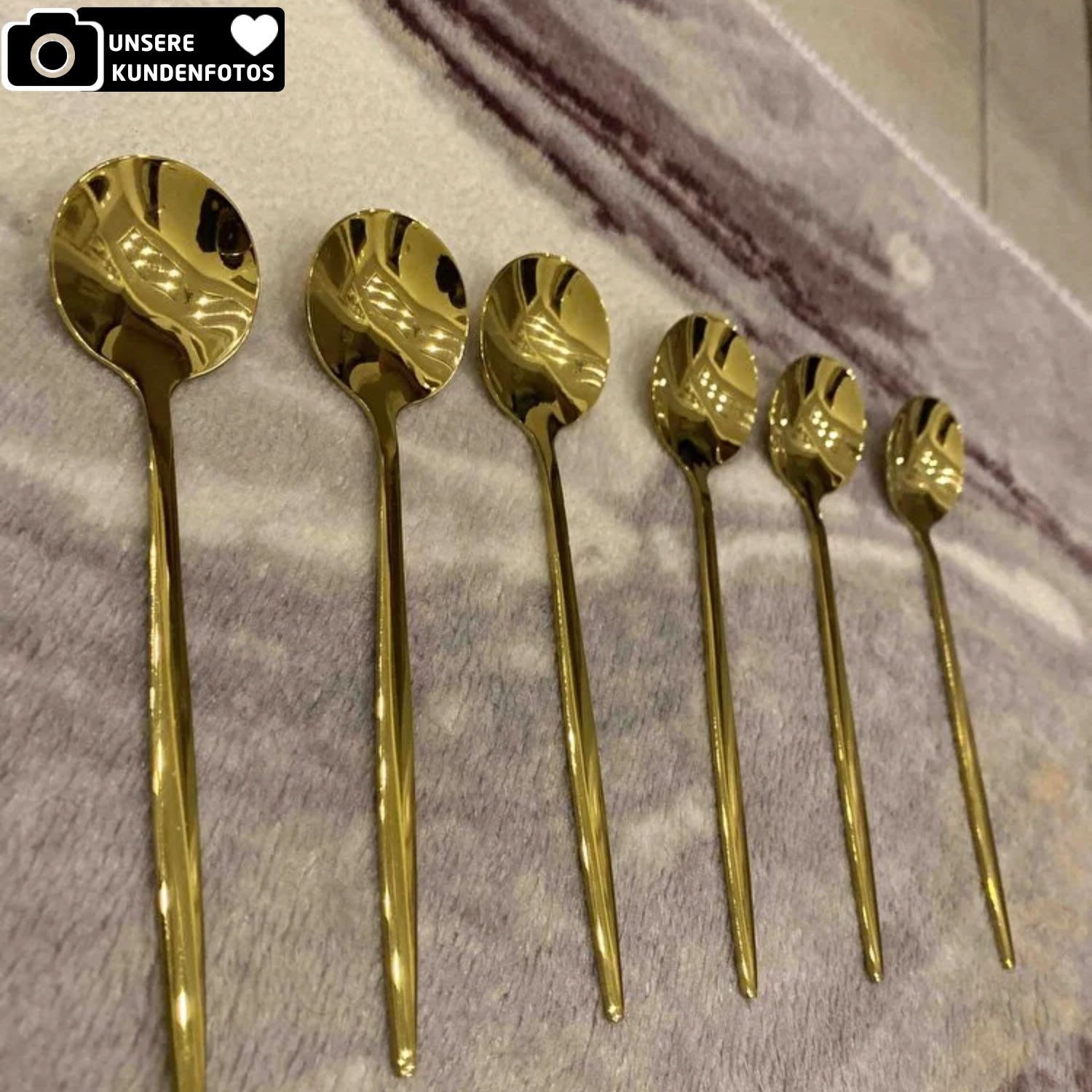 Jungengel Teelöffel Luxus Gold 6-Teilig Titanbeschichtet Kleine-Löffel 13cm Hitzebeständig (6 Stück), Hitzebeständig, Langlebig, TOP Qualität, Modern – Bild 4 von 5