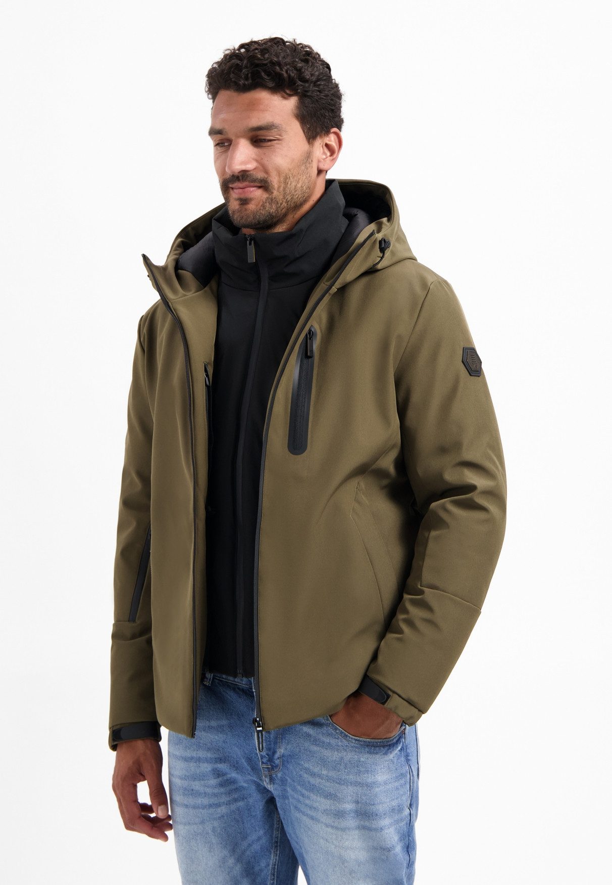 NO EXCESS Steppjacke No Excess Beschichtete Kapuzenjacke KAI Jacket