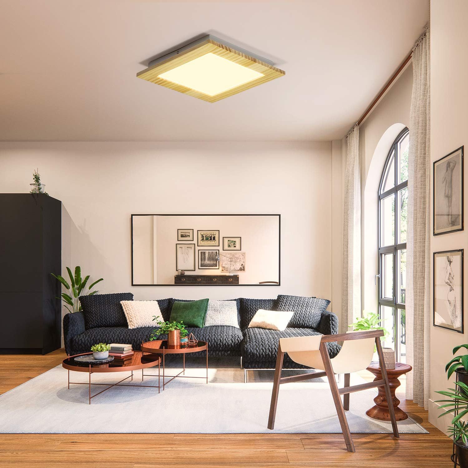 Nettlife LED Deckenleuchte Holz Eckig Deckenlampe günstig online kaufen