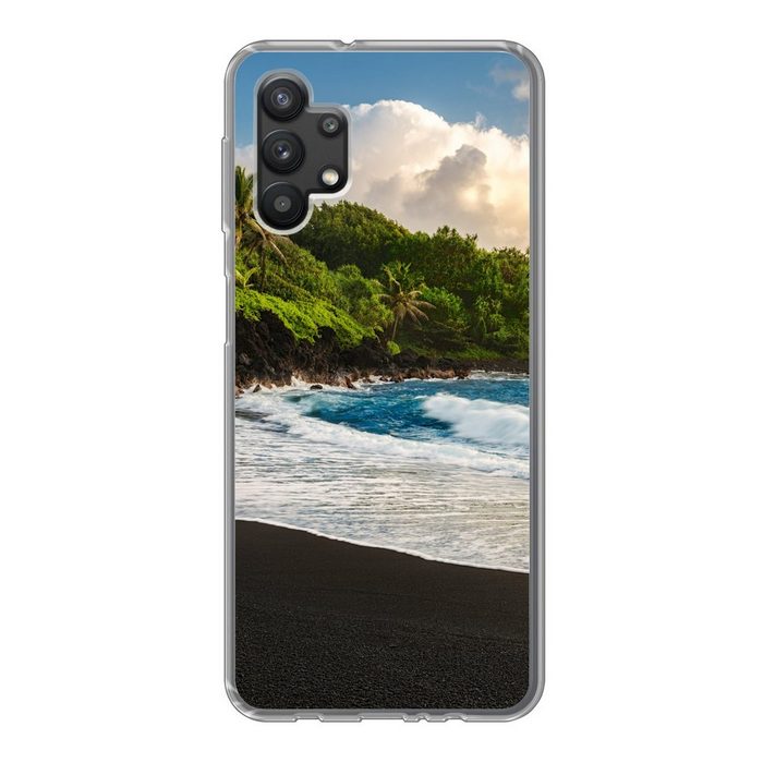 MuchoWow Handyhülle Ein schwarzer Sandstrand auf Hawaii Handyhülle Samsung Galaxy A32 5G Smartphone-Bumper Print Handy