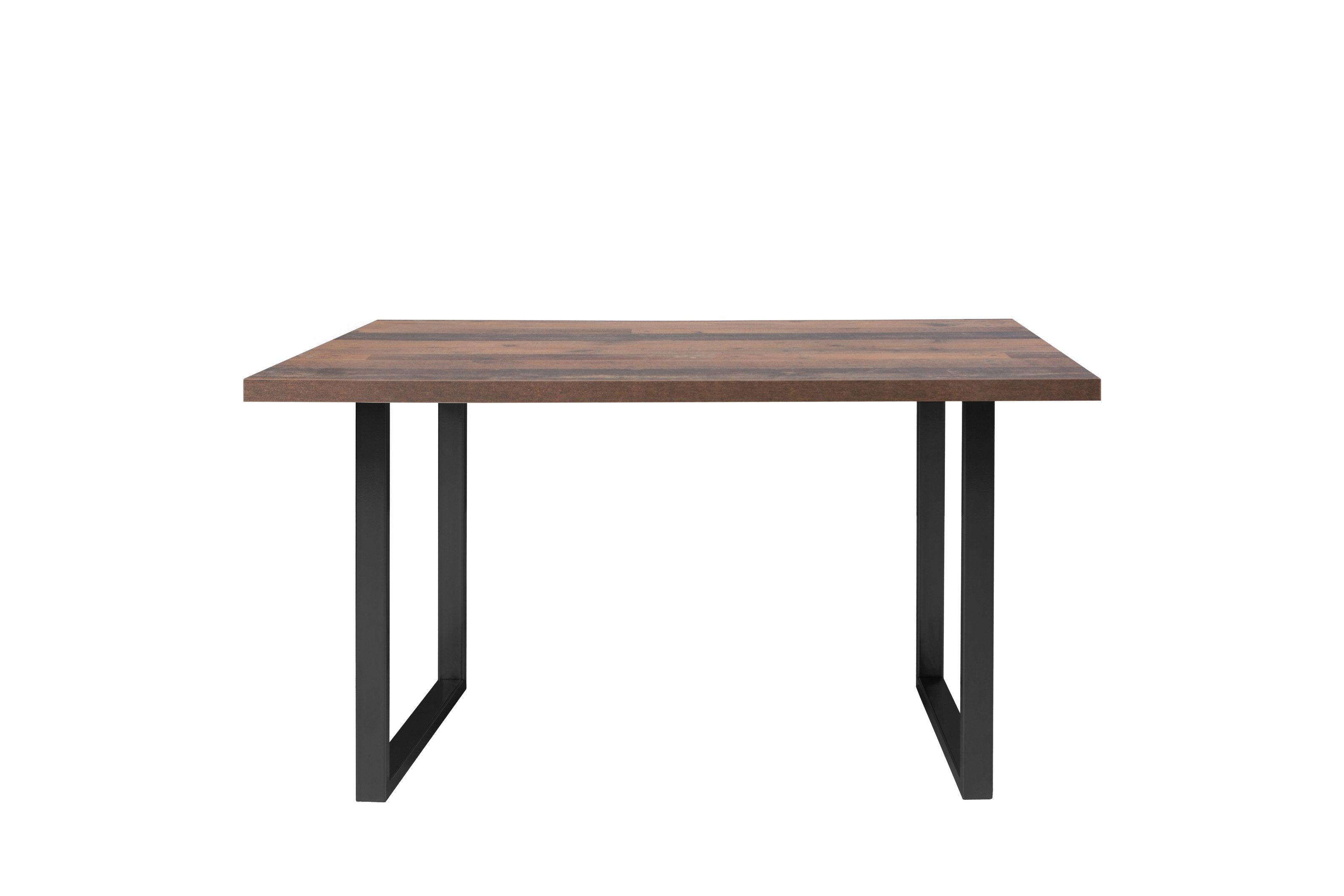 PREISBRECHER Esstisch TABLES, in Old – Wood Vintage, U-Metallfüße schwarz - 140x74,7x90cm (BxHxT)