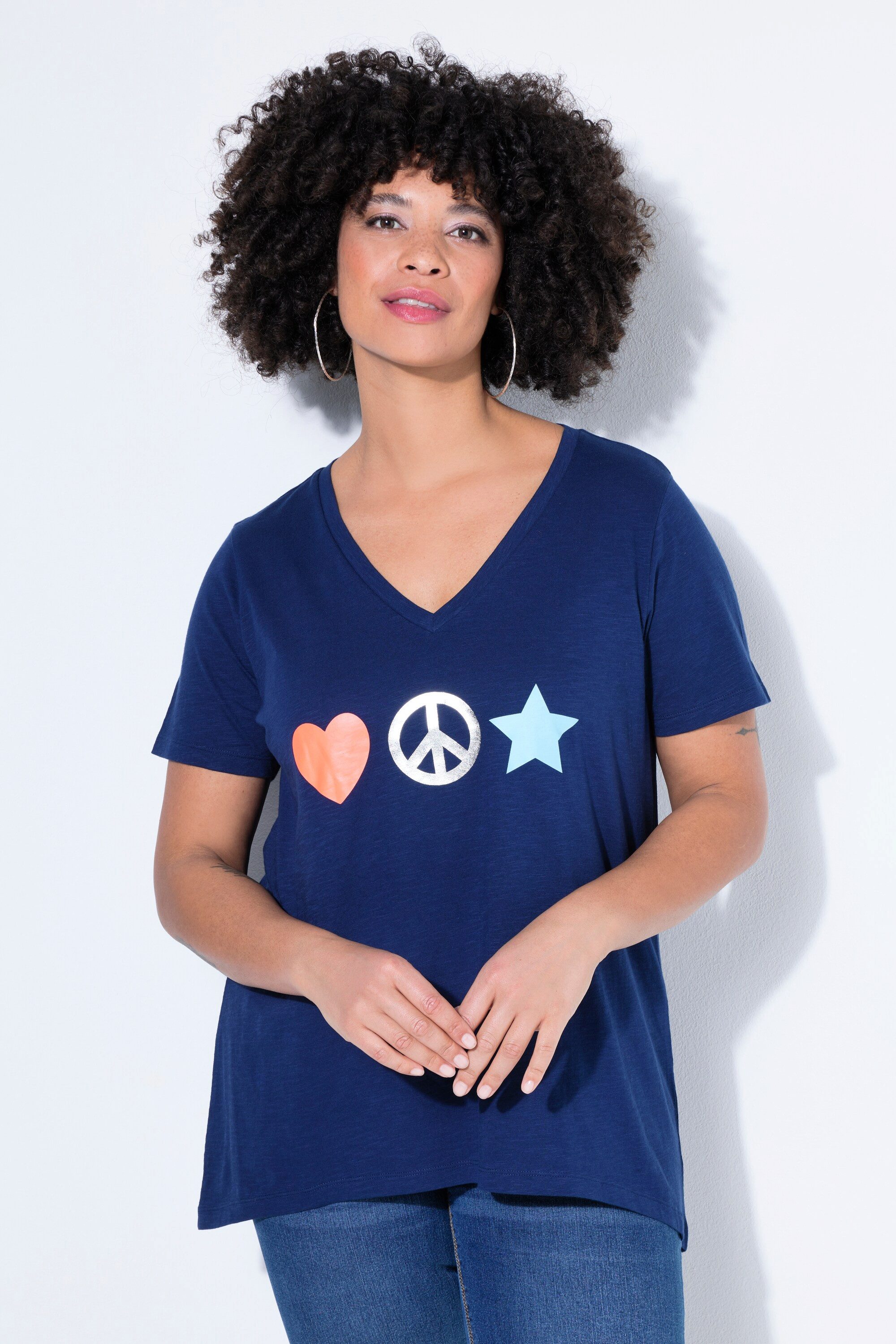 Angel of Style T-Shirt T-Shirt A-Linie Peace-Zeichen Halbarm günstig online kaufen