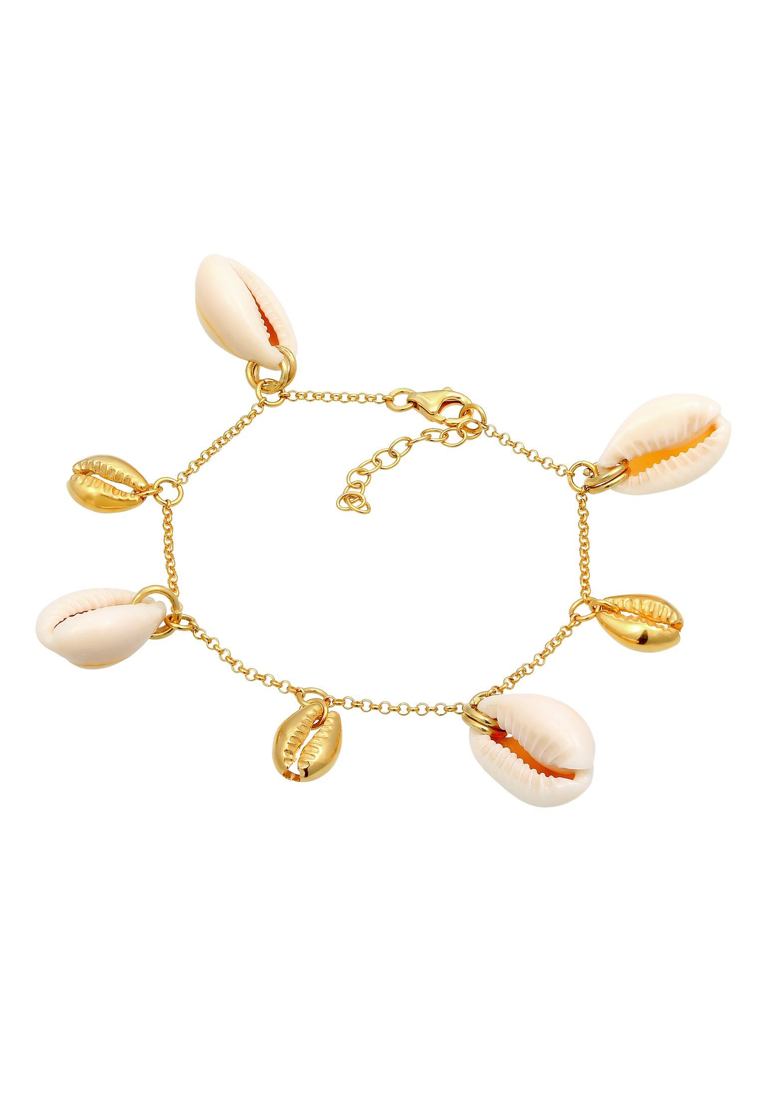 In gefertigt Kauri vergoldet, Elli Silber Juwelier-Qualität Sommer Echte Muscheln 925 Armband sehr hochwertiger