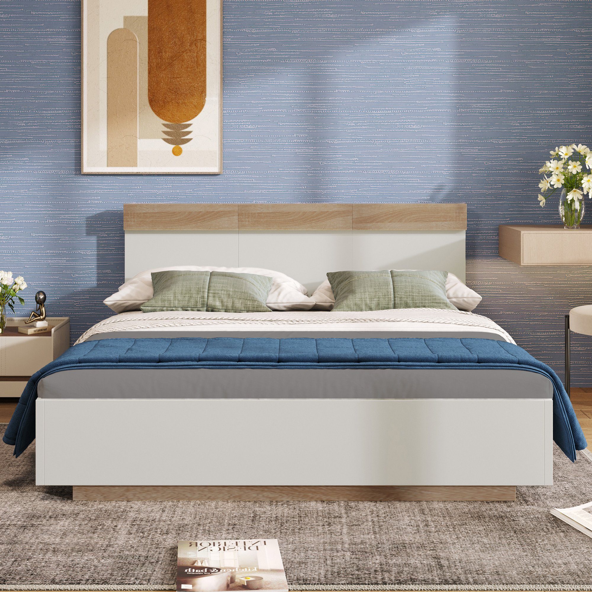 OKWISH Massivholzbett Doppelbett (Kiefernholz Doppelbett mit günstig online kaufen