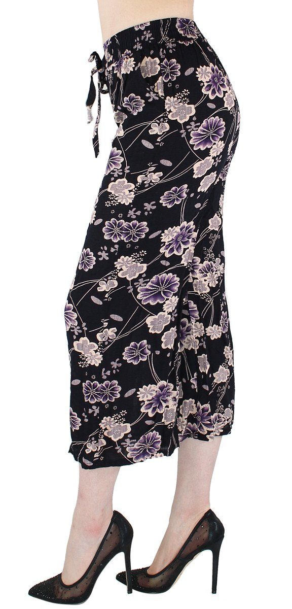 dy_mode Palazzohose Damen Palazzohose Capri Hose in Blumen Muster Freizeith günstig online kaufen