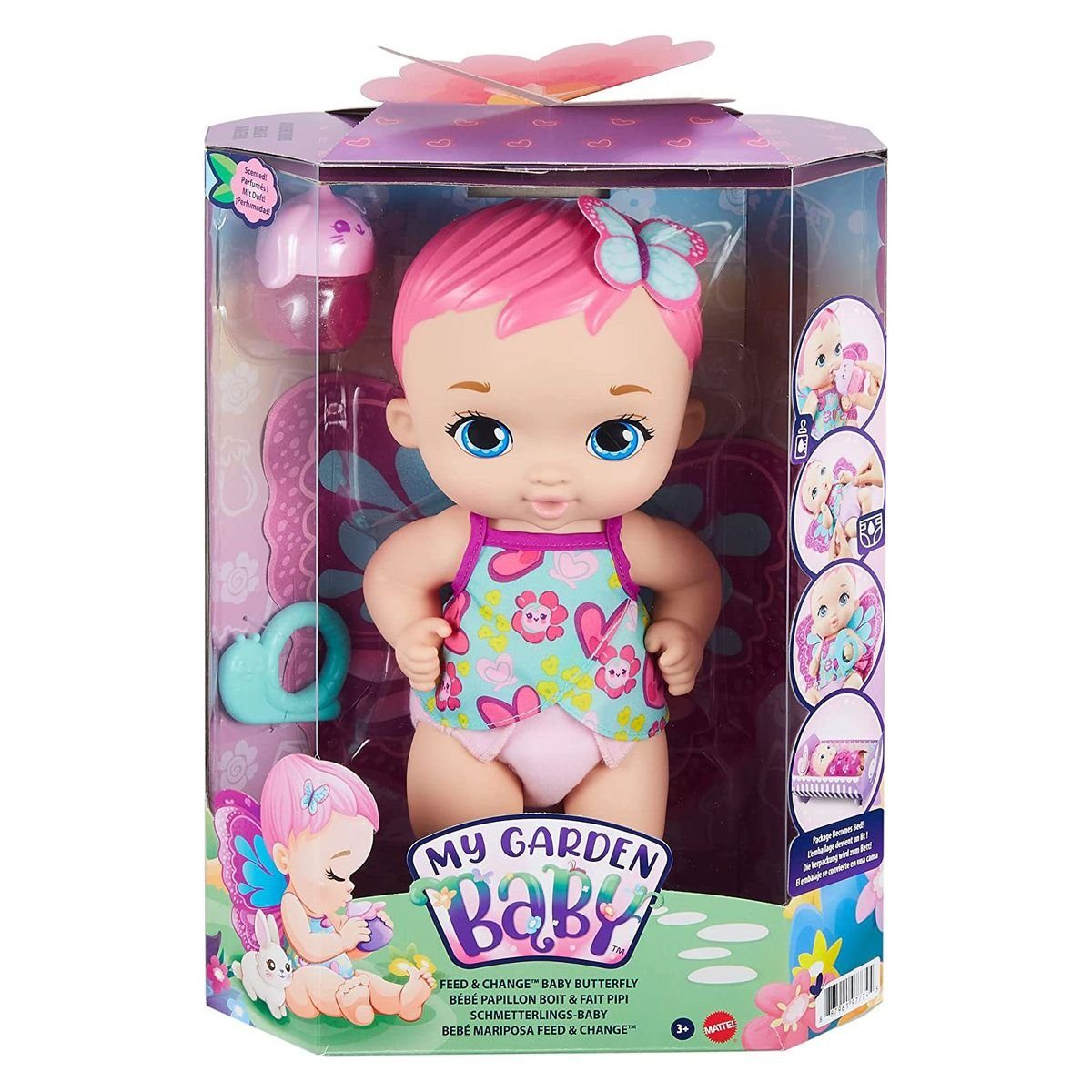 Babypuppe Mattel GYP10 - My Garden Baby - Puppe mit Jasminduft, 30 cm, Schmetter