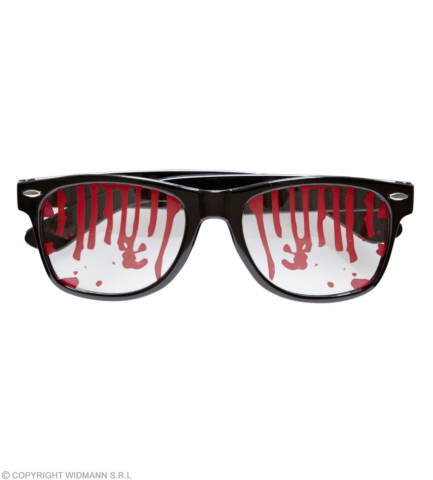 Widmann S.r.l. Verkleidungsmaske Brille mit Blut befleckt, Schwarz Rot