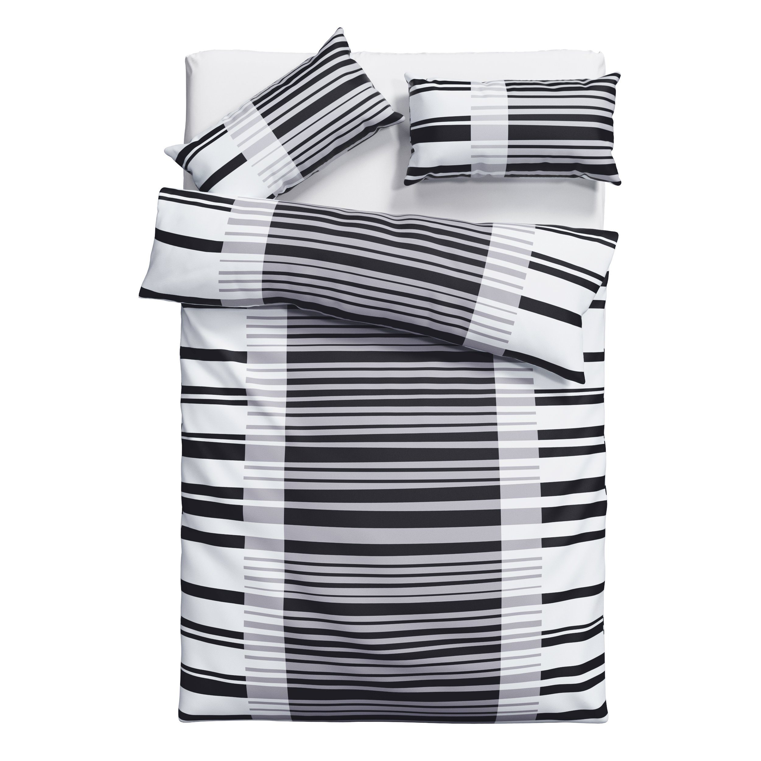 Bettwäsche Cameo in Gr. 135x200 oder 155x220 cm, Bruno Banani, Renforcé, 2 teilig, Bettwäsche aus Baumwolle, Bettwäsche im Streifen-Design schwarz/weiß