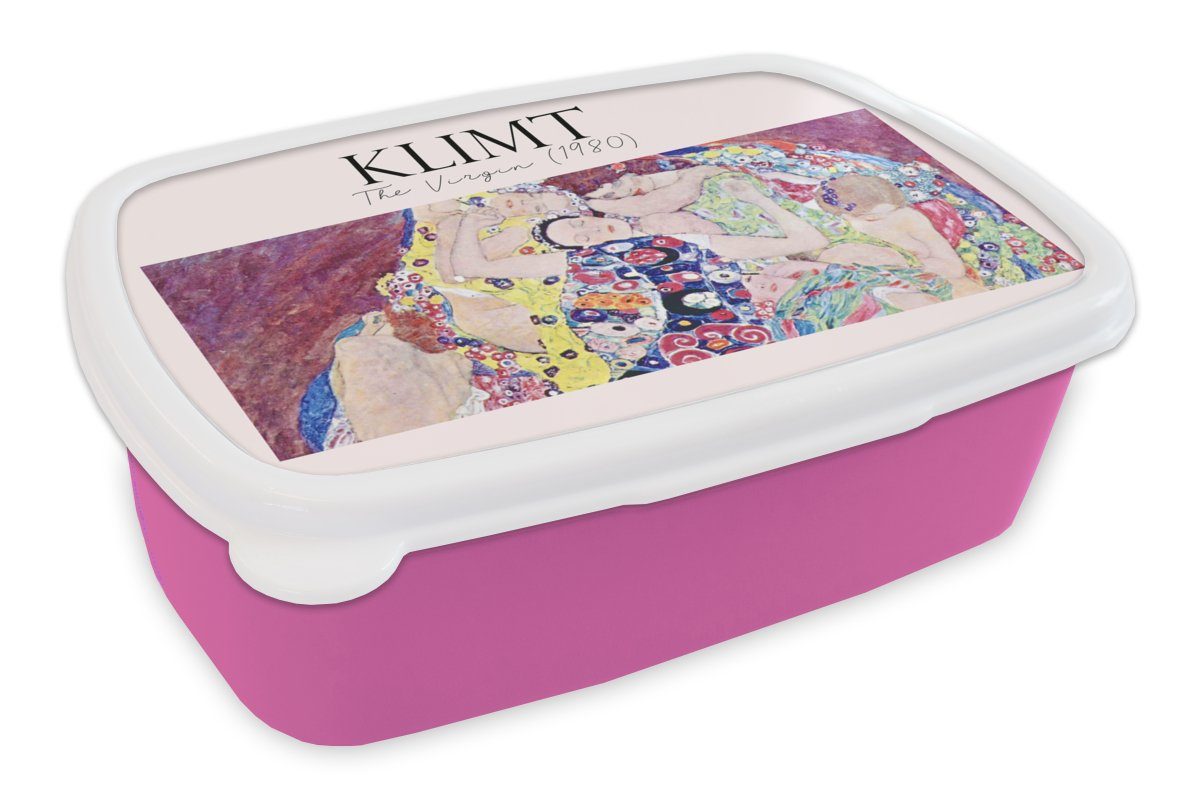 MuchoWow Lunchbox Kunst - Gustav Klimt - Alte Meister, Kunststoff, (2-tlg), Brotbox für Erwachsene, Brotdose Kinder, Snackbox, Mädchen, Kunststoff rosa