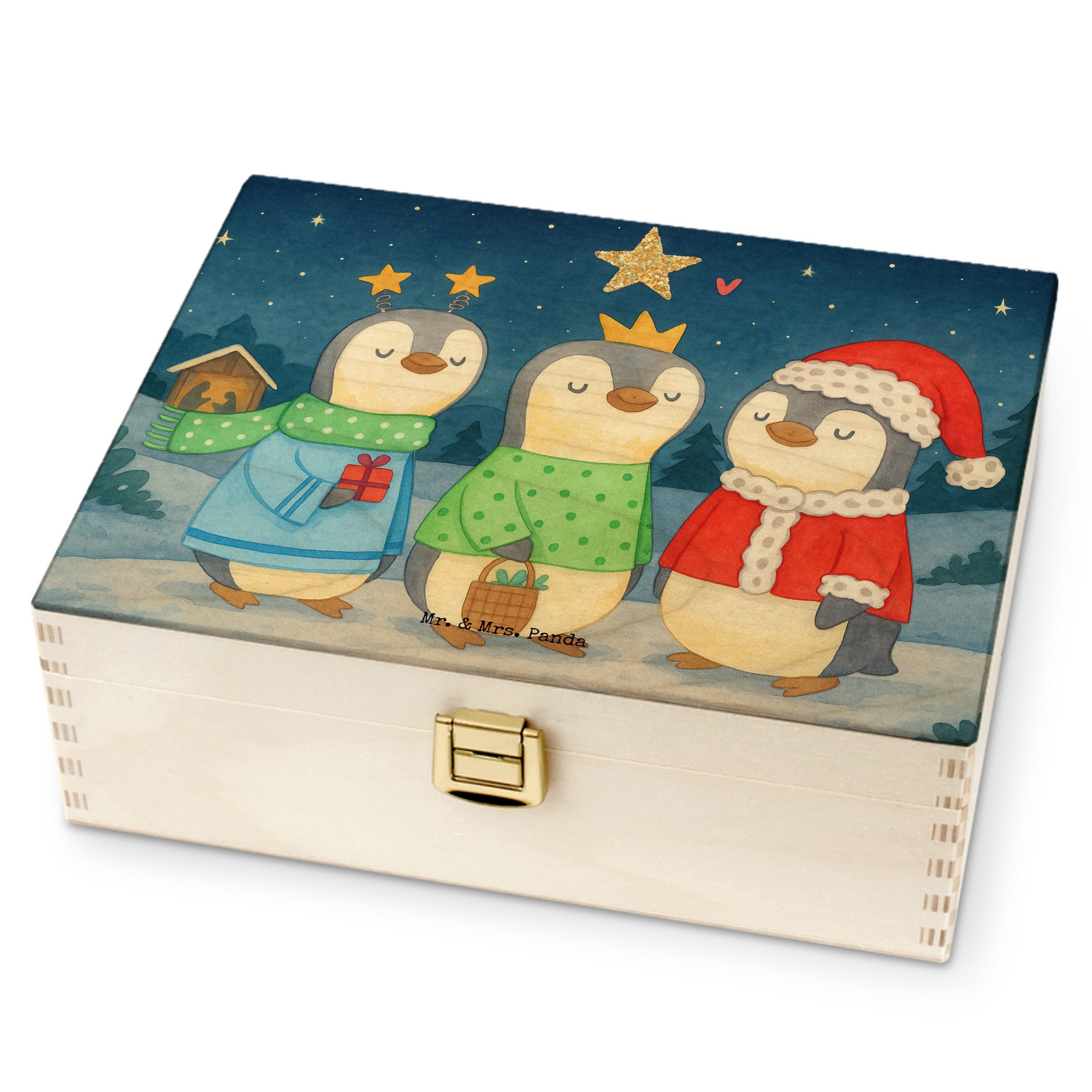 Mr. & Mrs. Panda Teebox Winterzeit Heilige drei Könige Design, Tee Beutel Halter, Weiß, Teebe, Birkenholz, (Packung), teebeutelbehälter holzkiste tee Tee-Aufbewahrungsbox