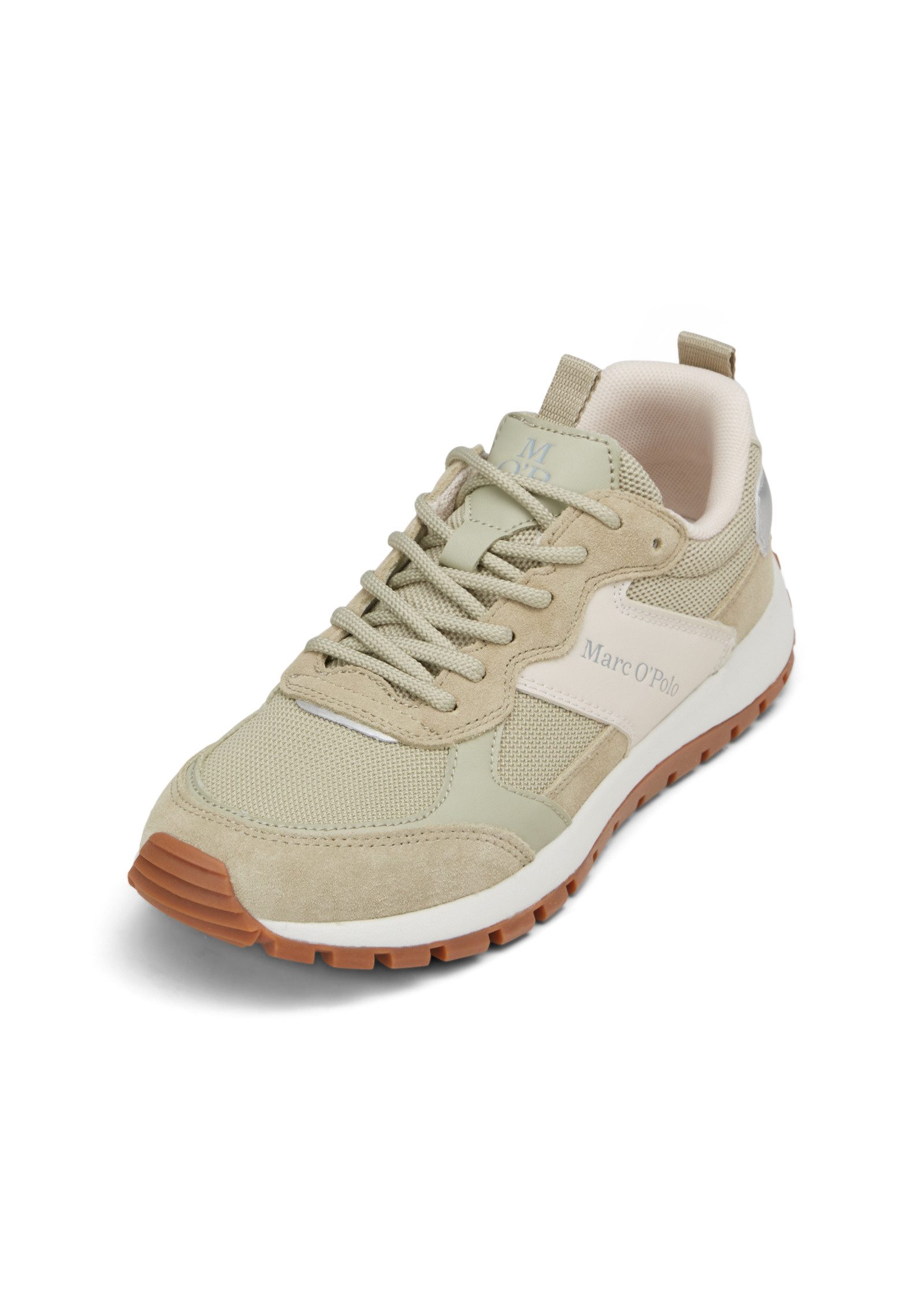 aus edlem Rindleder und Mesh-Einsatz Sneaker