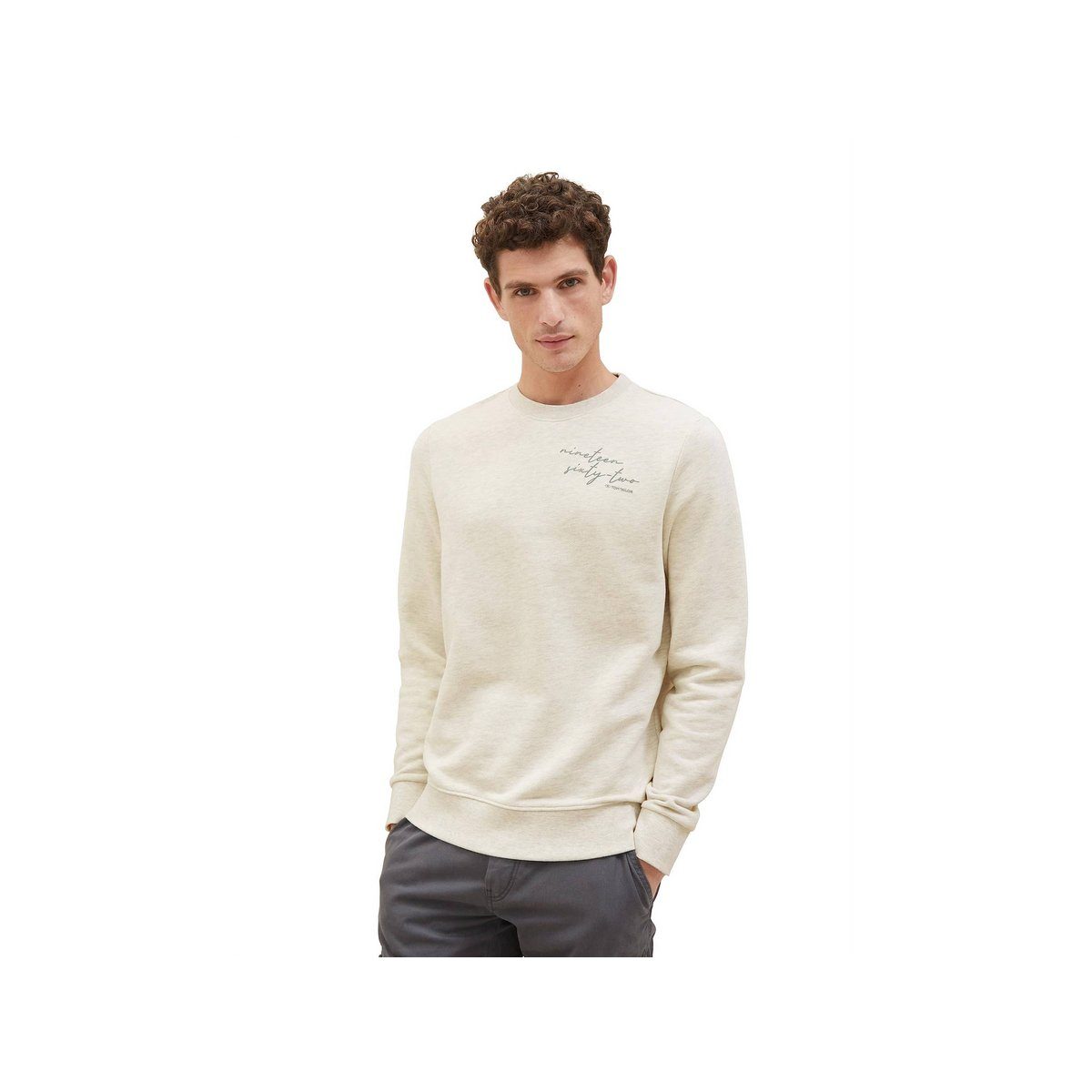 TOM TAILOR Sweatshirt vintage beige melange beige (1-tlg)