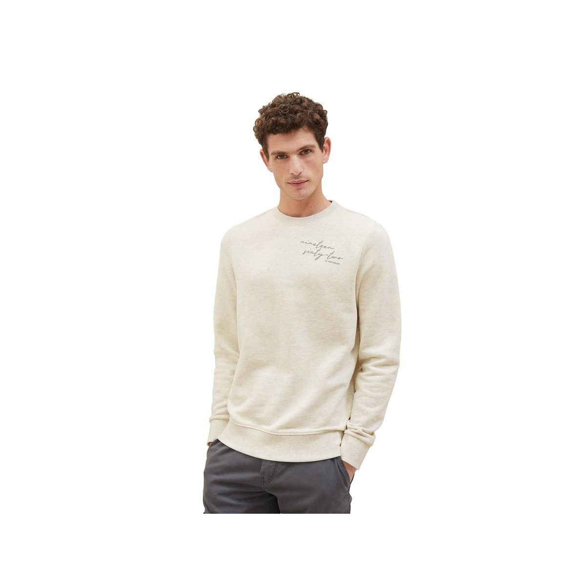 TOM TAILOR melange (1-tlg) vintage beige Sweatshirt beige