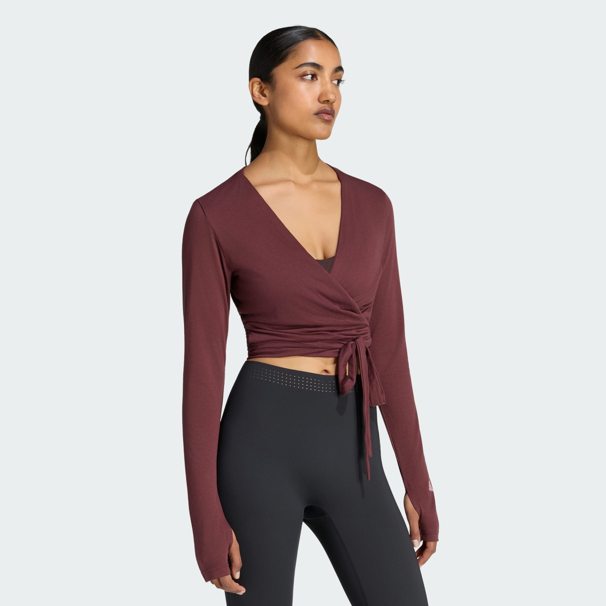 adidas Performance T-Shirt 3-STREIFEN STUDIO SOFT BALLETT WICKELTOP (1-tlg)