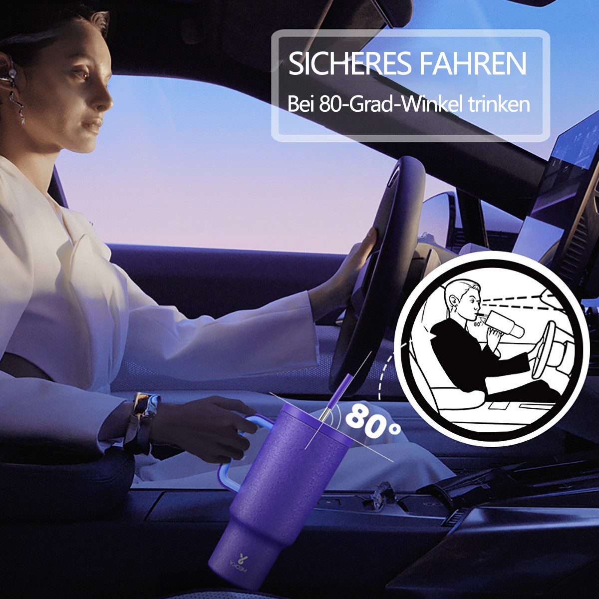 Fine Life Pro Thermobecher extra groß - Dichteschutz, doppelwandig isoliert für Warmes/Kaltes, Mit komfortabler Grip - Ideal für Alltag, Outdoor & Reisen