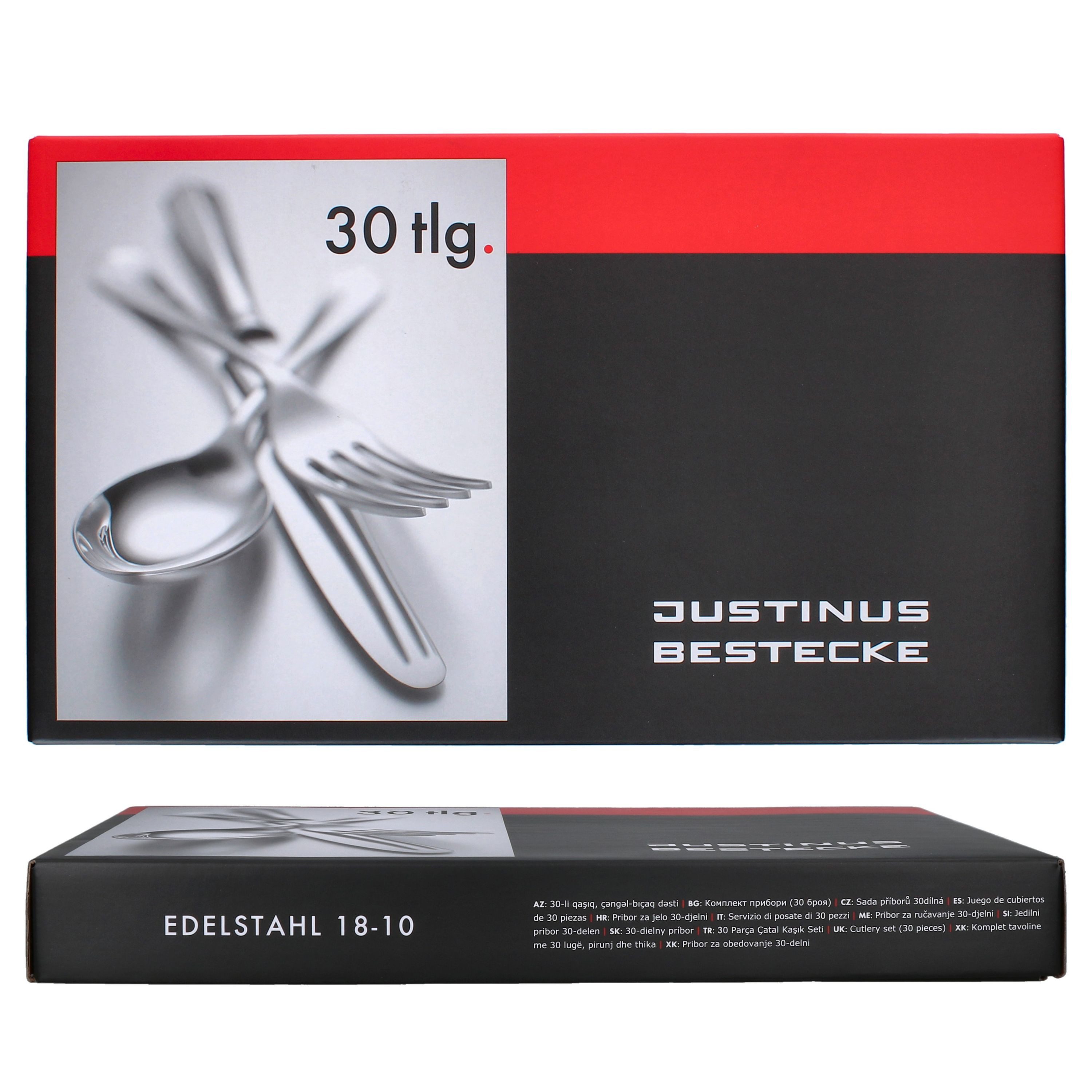 Justinus Besteck-Set 30tlg Style Art Komplett-Besteck-Set 6 Personen Messer Gabel Löffel, Edelstahl, Edelstahl