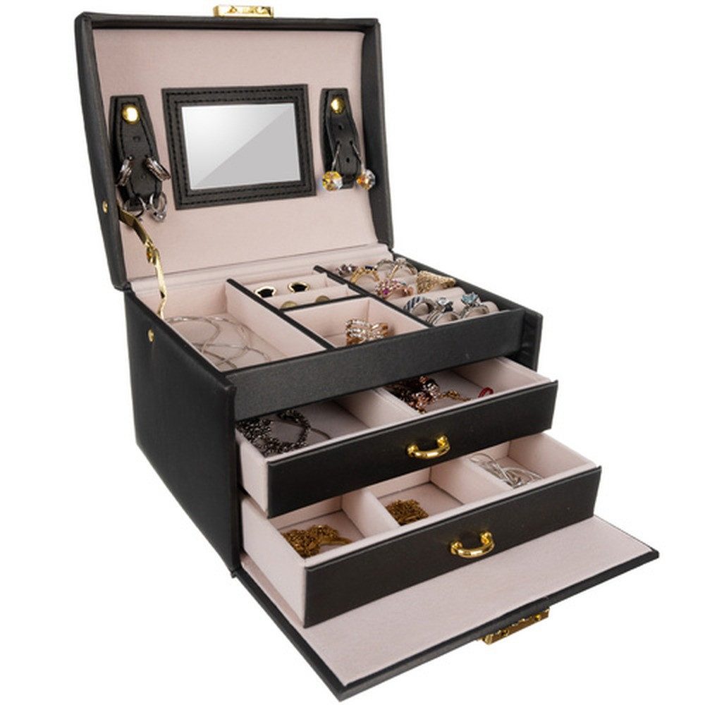soulima Schmuckkasten Schmuckschatulle Schmuckbox Etui (Spar-Set, 1 St., elegant), 20 Fächer, 2 Schubladen und Rollen sorgen für perfekte Organisation – Bild 3 von 5