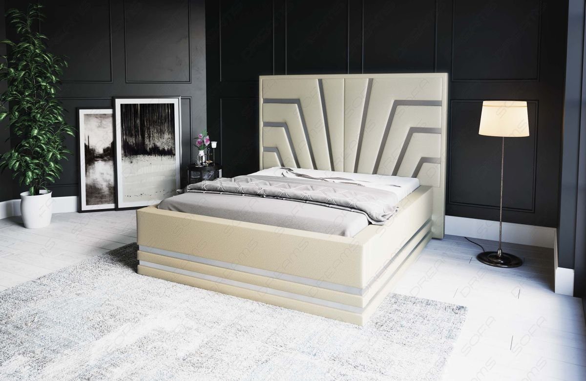 Sofa Dreams Boxspringbett Cecina (6 Teile), Liegemaß 160x200cm, Luxus Designer Bett, Kunstleder, Matratze, Topper