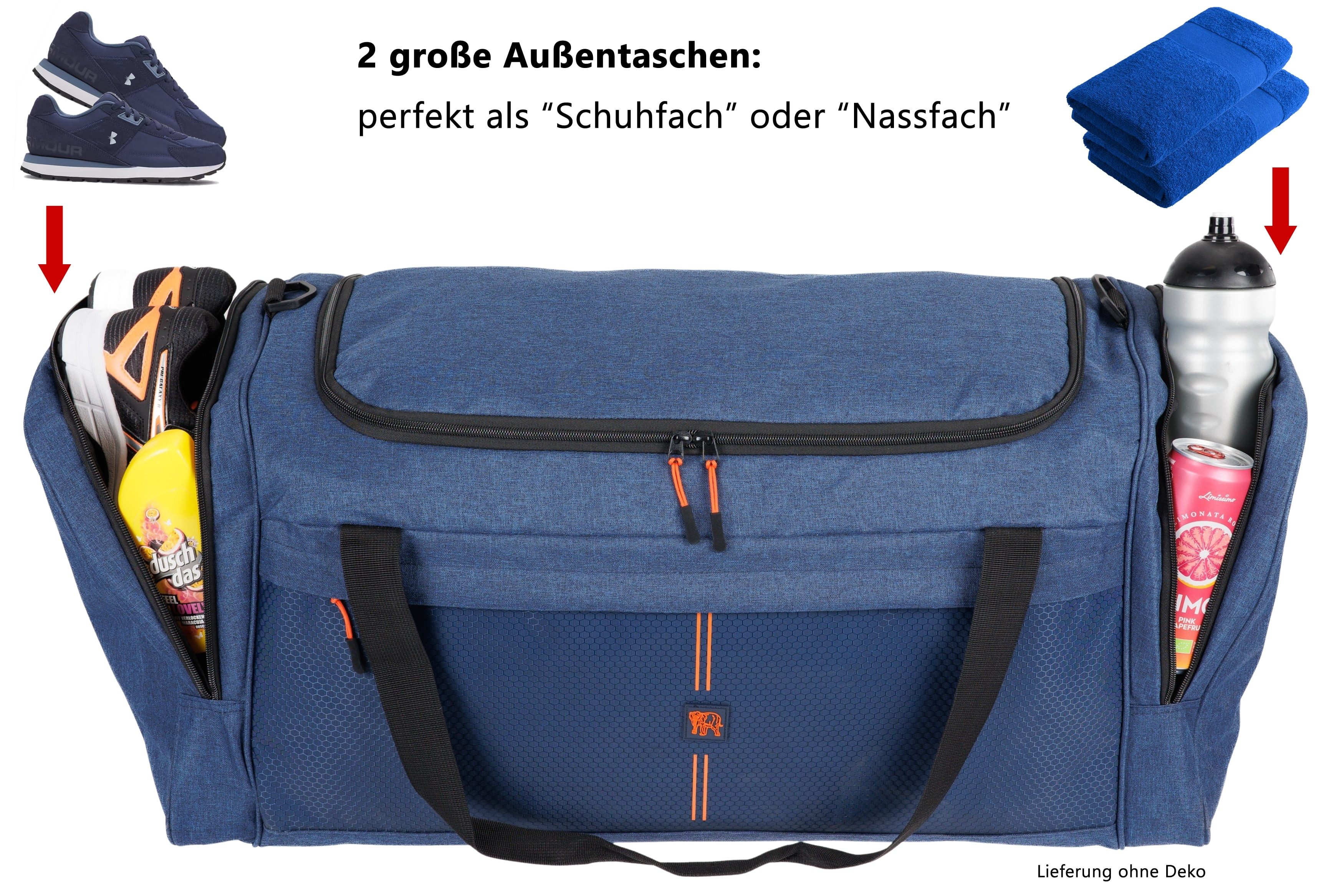 ELEPHANT Sporttasche sehr groß Saunatasche Reisetasche Maxi XL 70 cm, 65 Liter Gym Tasche Fußballtasche XXL + Trinkflasche