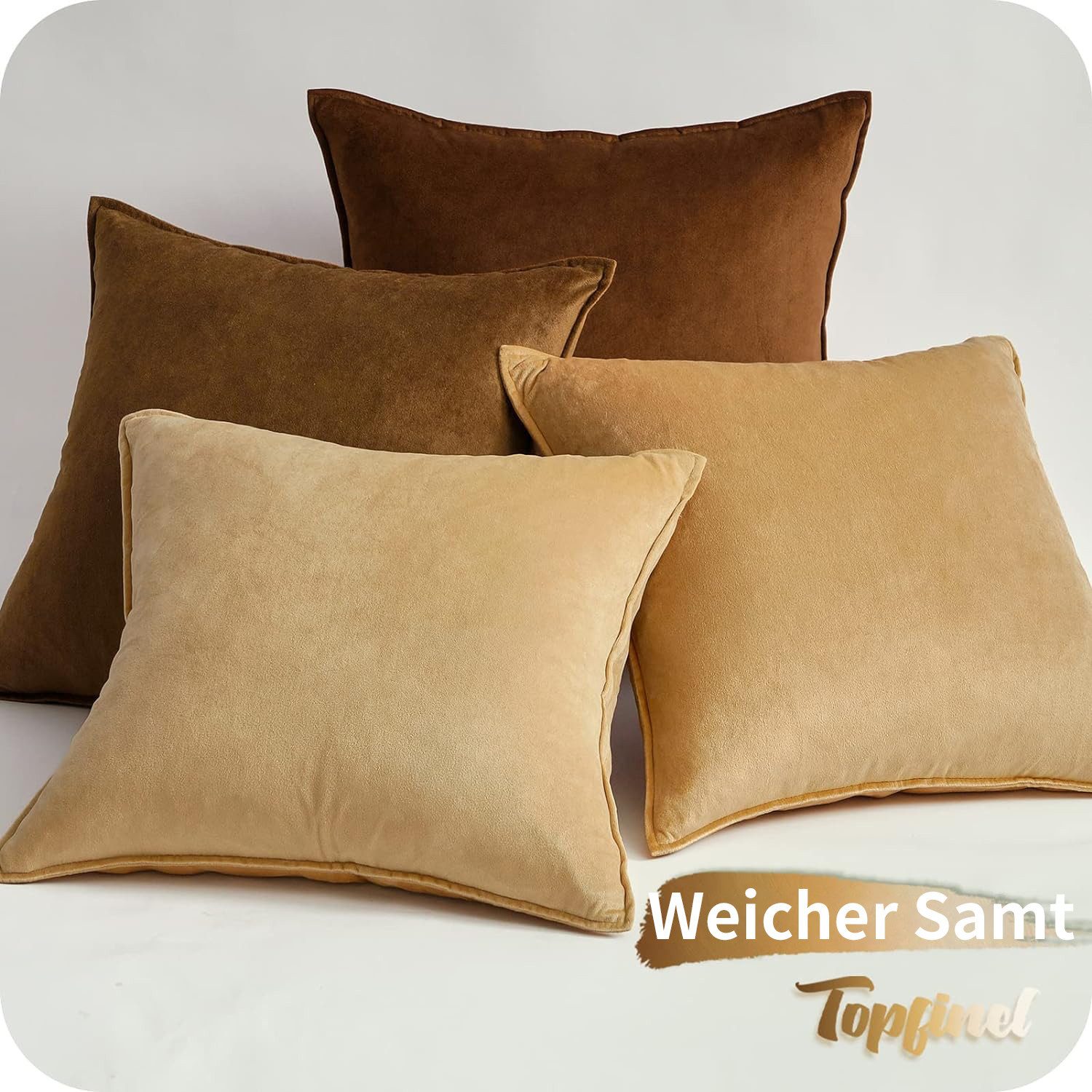 Topfinel Kissenbezüge 4er Set 40x40 & 50x50 cm aus weichem Samt-flauschig mit Farbverlauf, Kissenhülle ohne Füllung – Dekokissenbezug aus Samt für Sofa & Bett