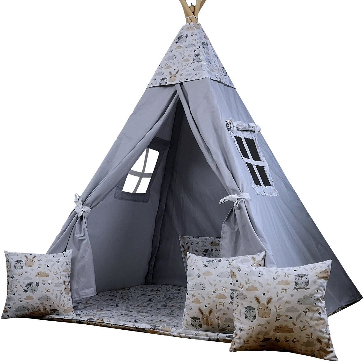 Pamek Tipi-Zelt Spielzelt Tipi für Kinder Bodenmatte Kissen + Stabilisator, günstig online kaufen