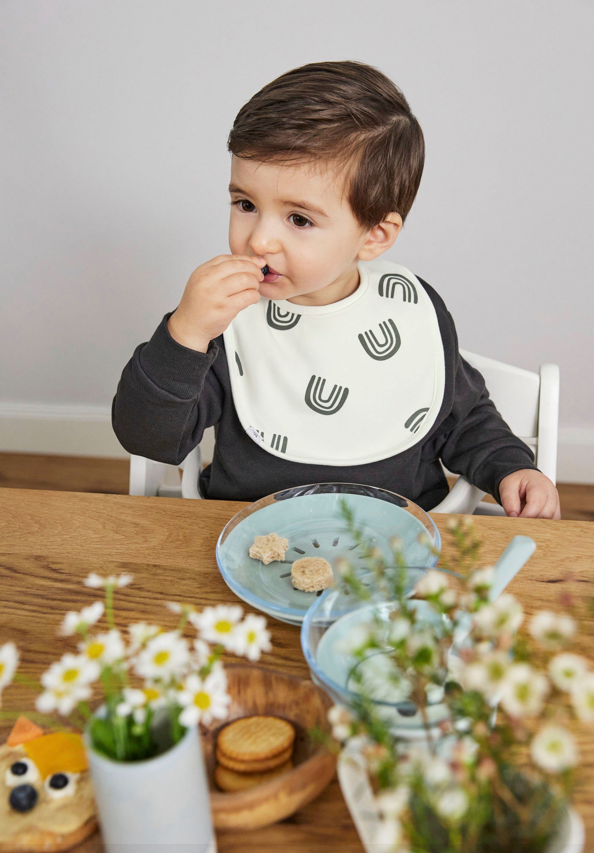 LÄSSIG Kindergeschirr-Set Blue (3-tlg), 1 Blau rutschfest Glas, Personen, Silikon