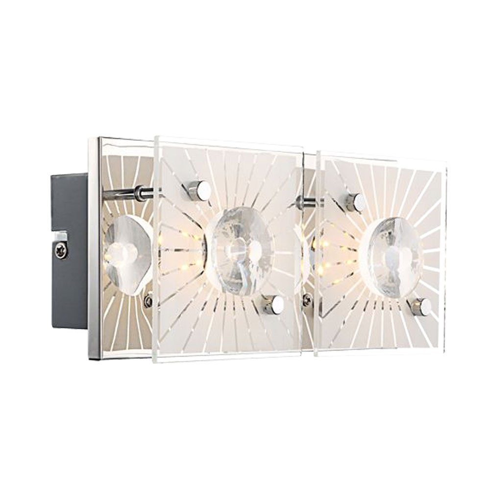 GLOBO LIGHTING LED Wandleuchte, LED-Leuchtmittel fest verbaut, Warmweiß, Wandleuchte Wandlampe LED Treppenhausleuchte gemustert Glas Chrom