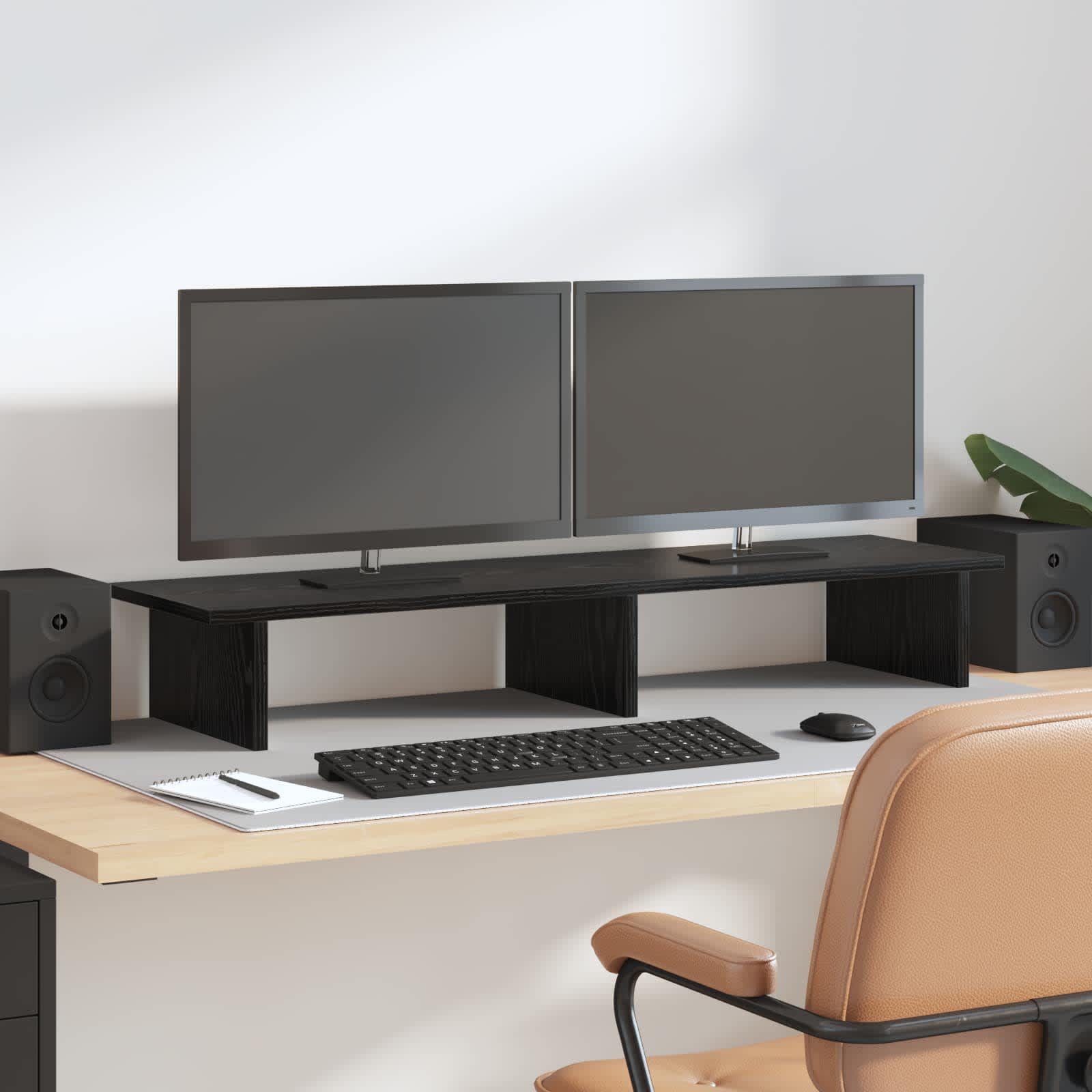 vidaXL Monitor-Halterung Monitor Halterung Schwarze Eiche 100 x 27 x 15 cm Holzwerkstoff, (1-tlg)
