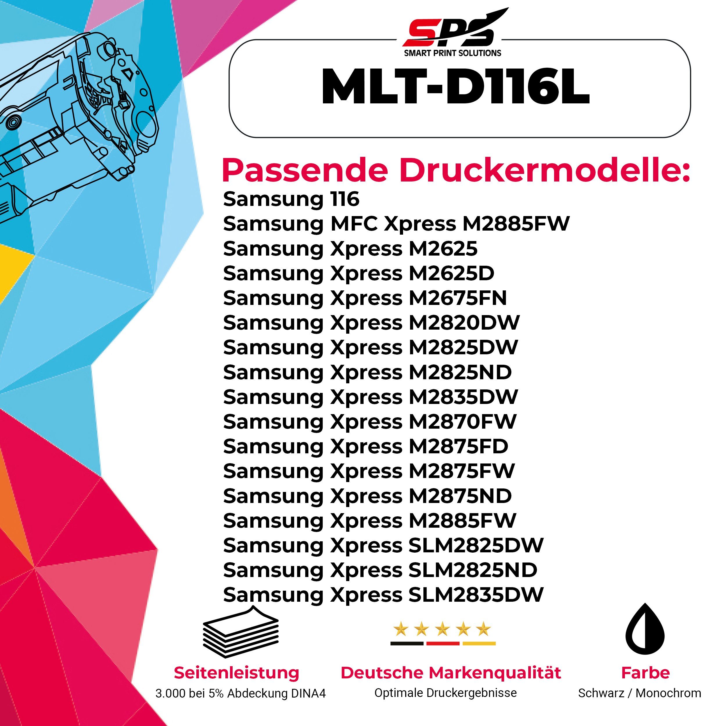 SPS Tonerkartusche Kompatibel für Proxpress M MLT-D, 2825 Pack) (1er Samsung 116L