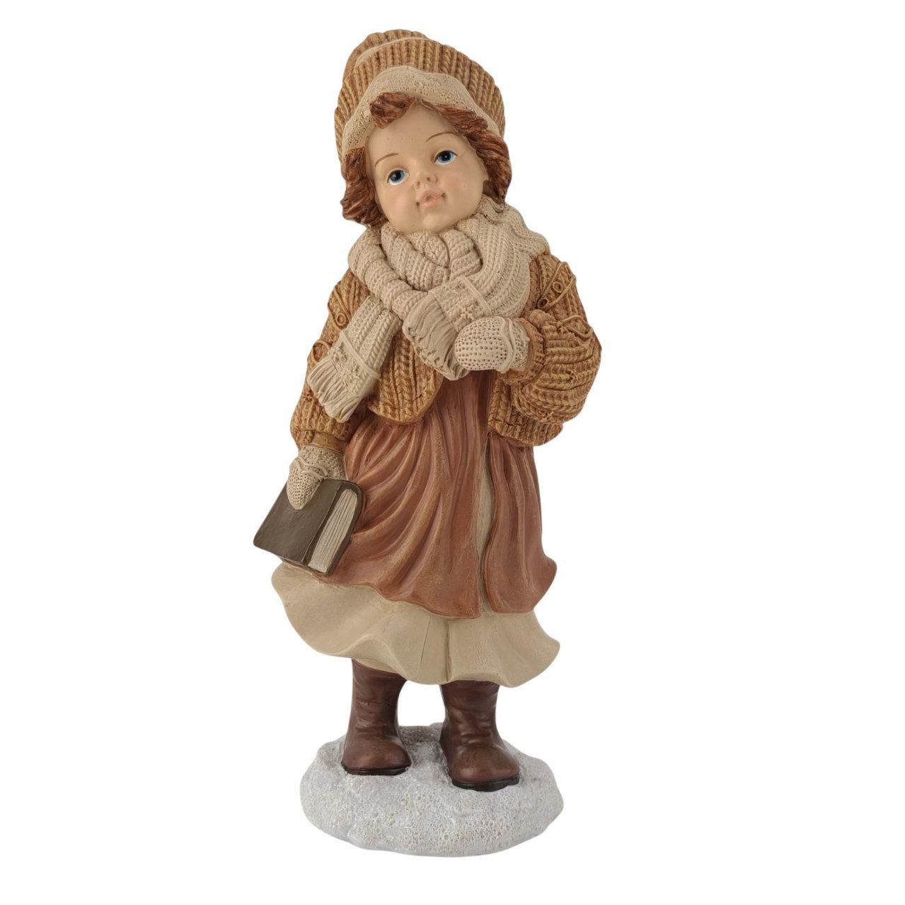 Figurendiscounter Weihnachtsfigur Dekofigur Mädchen mit Buch klein 27 x 11,5 cm