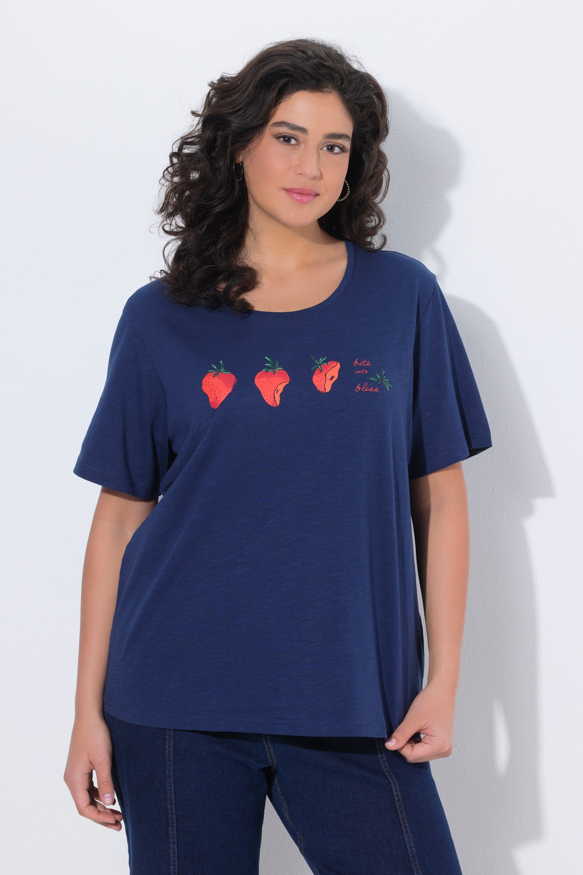 Ulla Popken T-Shirt T-Shirt Erdbeeren Rundhalsausschnitt Halbarm